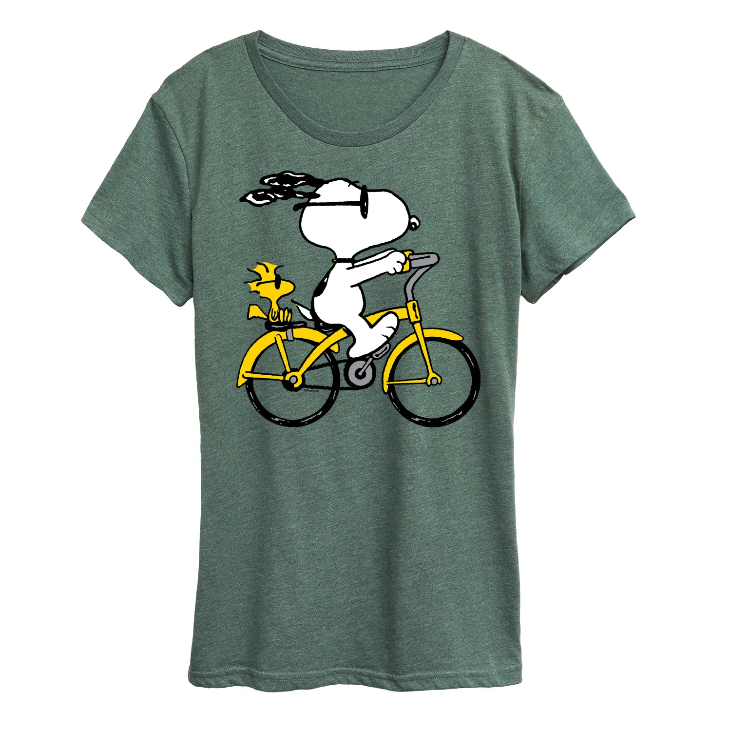 Peanuts - Snoopy and Woodstock Riding Bike - Women's Short Sleeve Graphic T-Shirt - Image 3