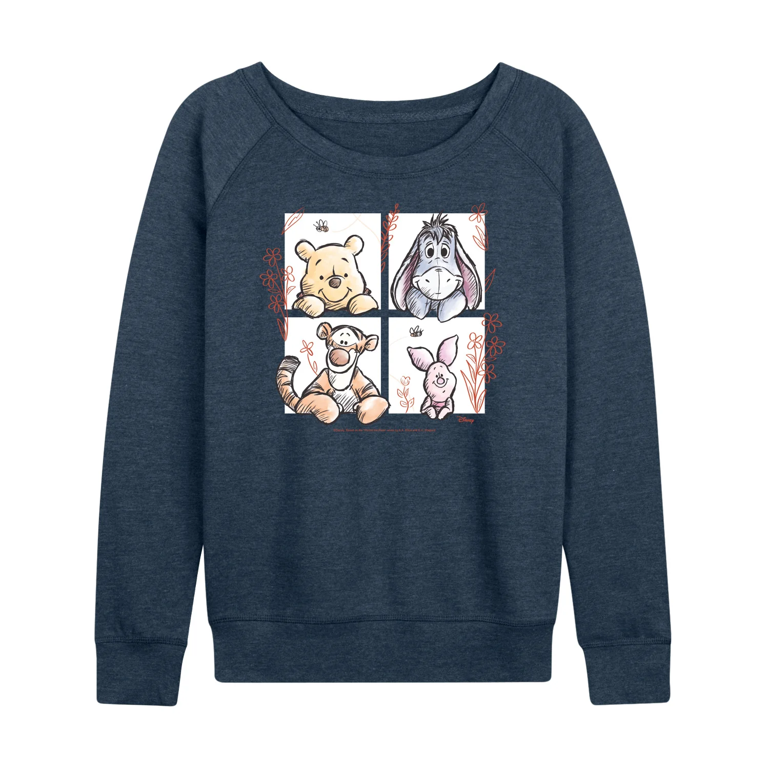Winnie the Pooh - Character Grid Drawing - Women's Lightweight French Terry Long Sleeve Shirt - Image 2