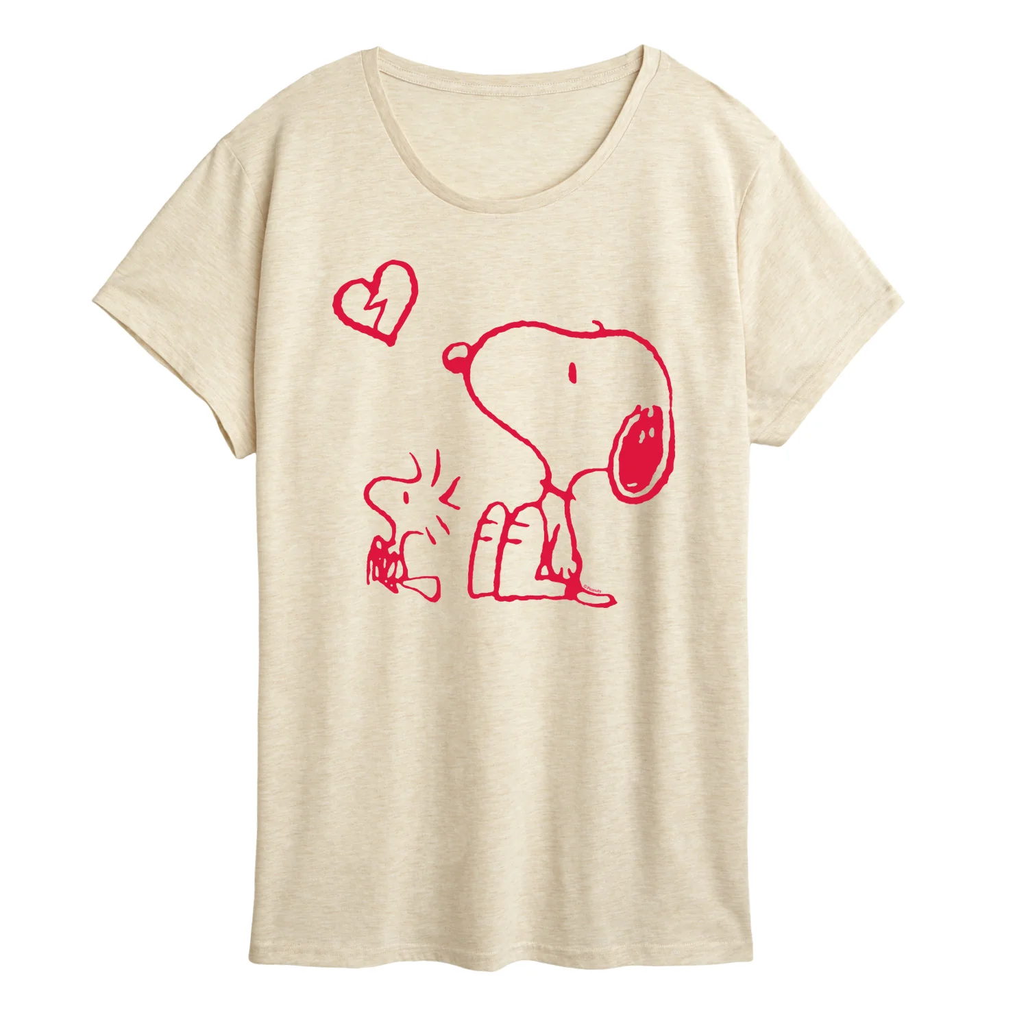 Peanuts - Snoopy Woodstock Broken Heart - Women's Short Sleeve Graphic T-Shirt - Image 2