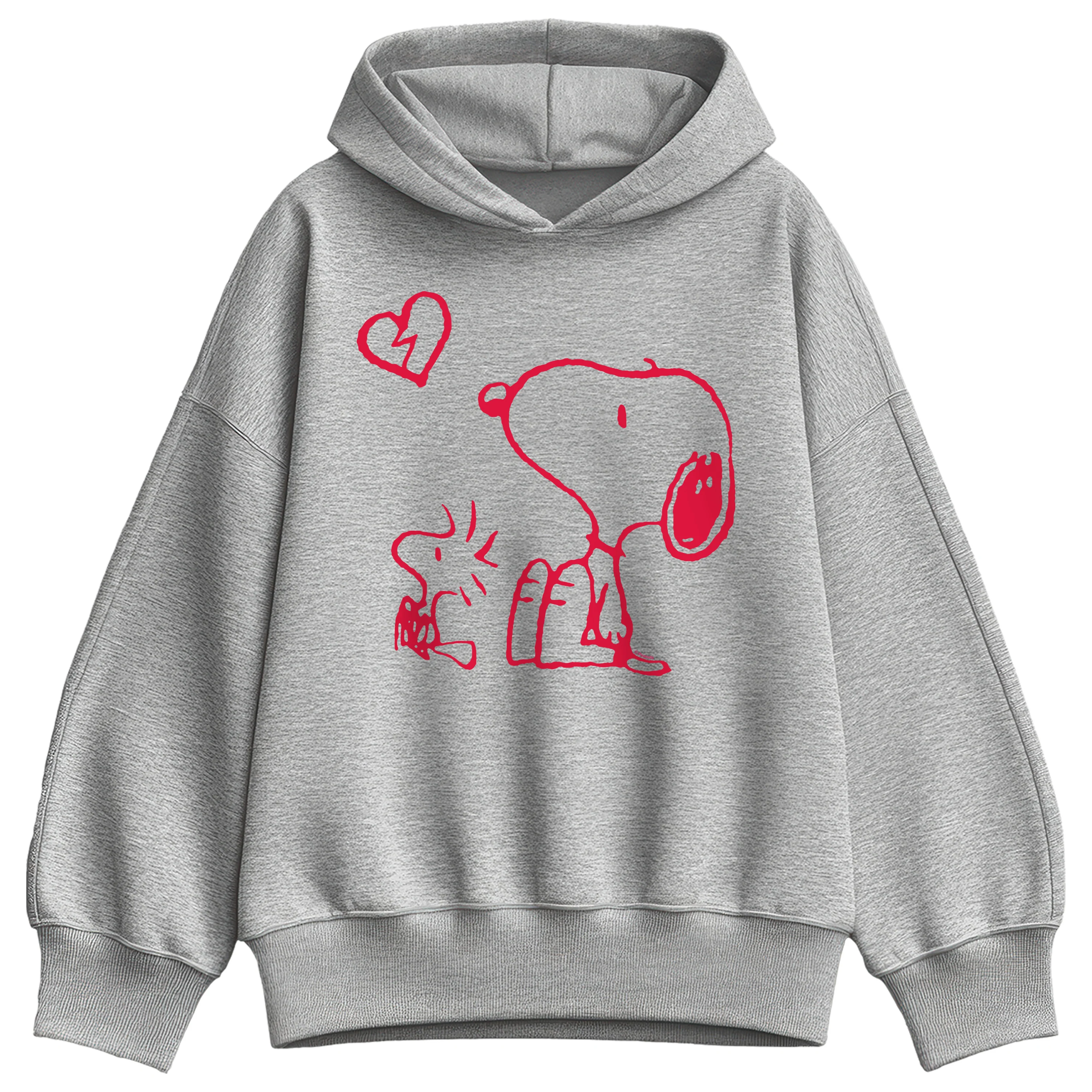 Peanuts - Snoopy Woodstock Broken Heart - Women's Oversized Fleece Hoodie Sweatshirt - Image 2