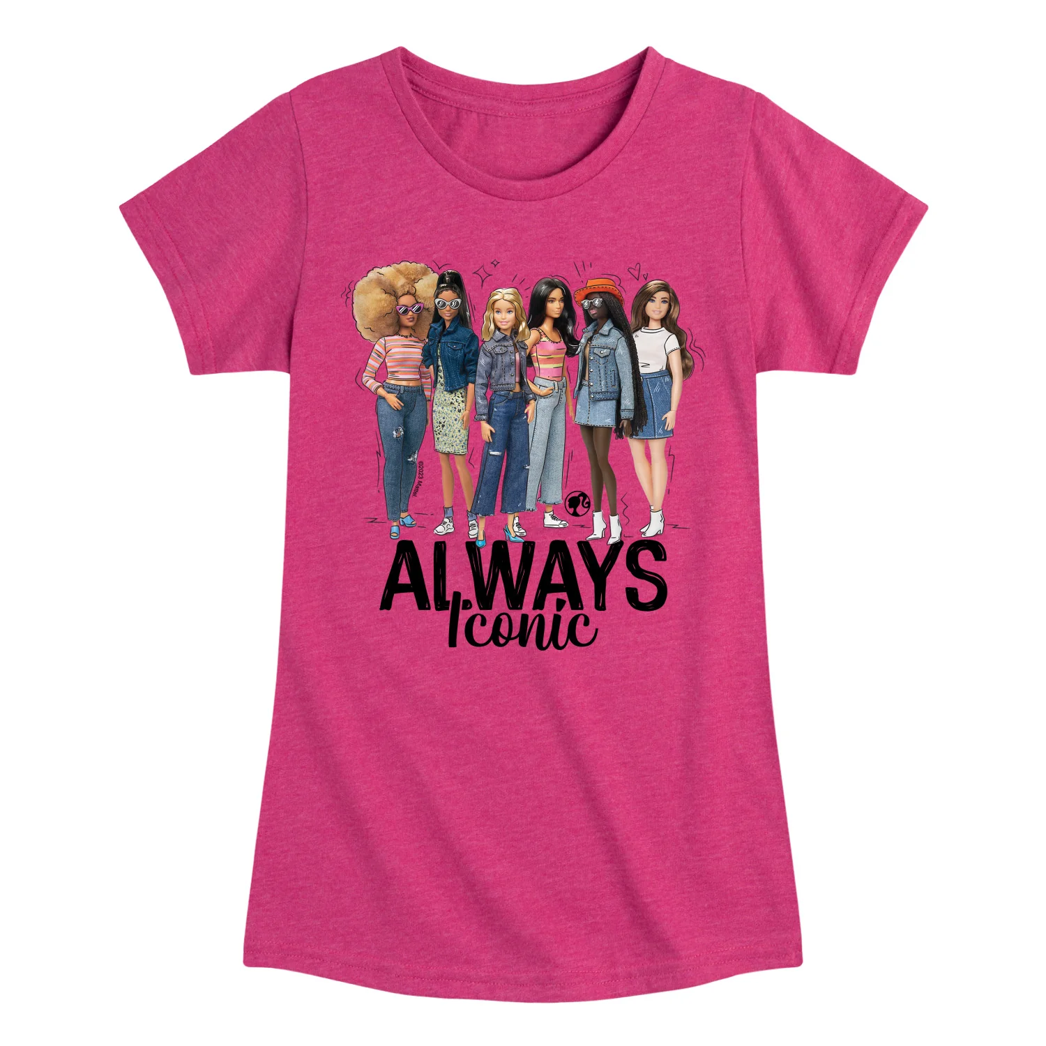 Barbie - Always Iconic - Girls Fitted Short Sleeve Graphic T-Shirt
