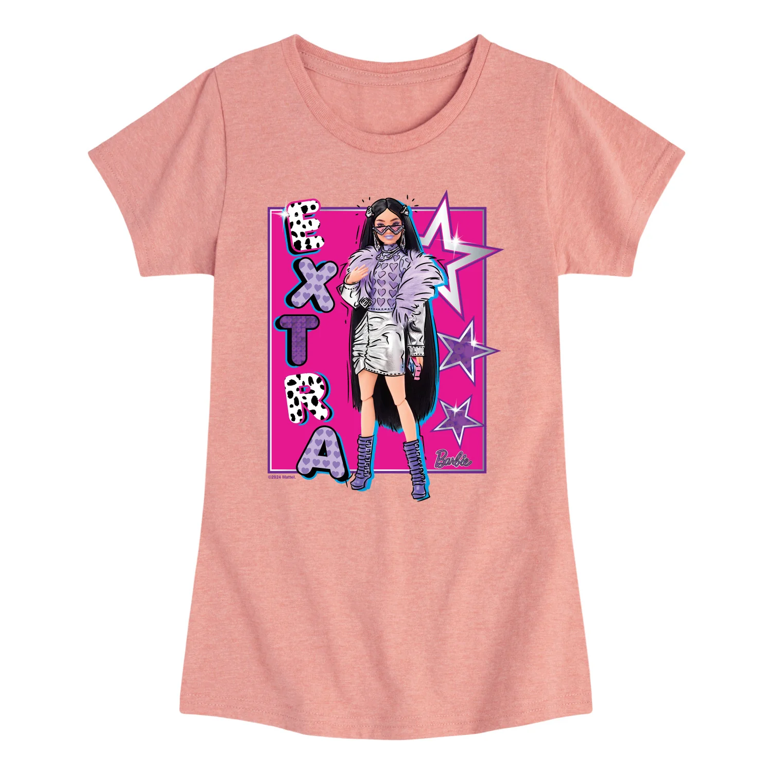 Barbie - Stars -  Girls Fitted Short Sleeve Graphic T-Shirt