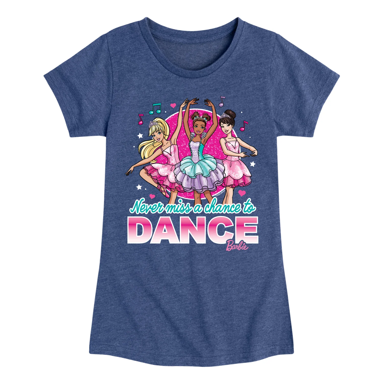 Barbie - Never Miss A Chance To Dance - Girls Fitted Short Sleeve Graphic T-Shirt