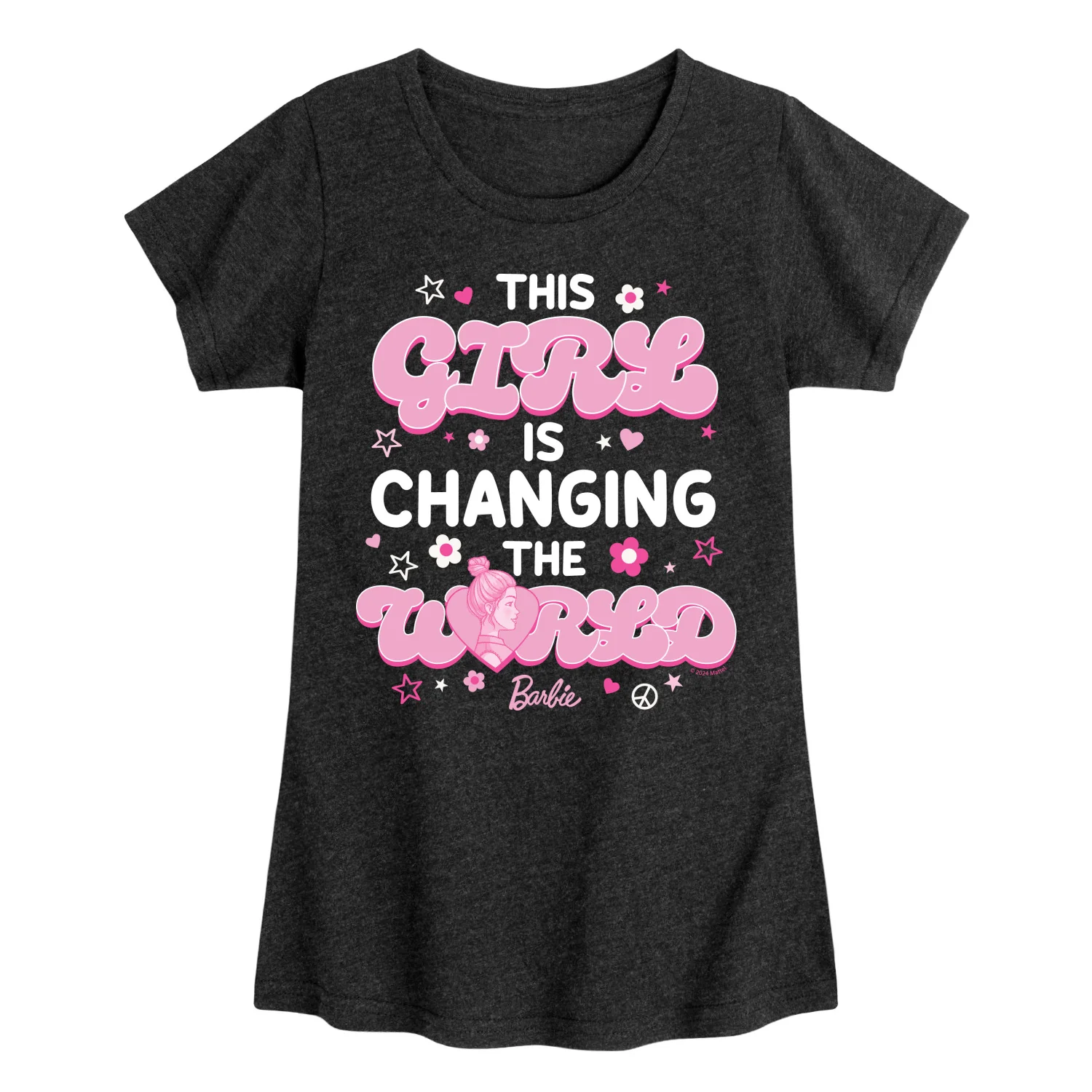 Barbie - This Girl Is Changing The World-  Girls Fitted Short Sleeve Graphic T-Shirt