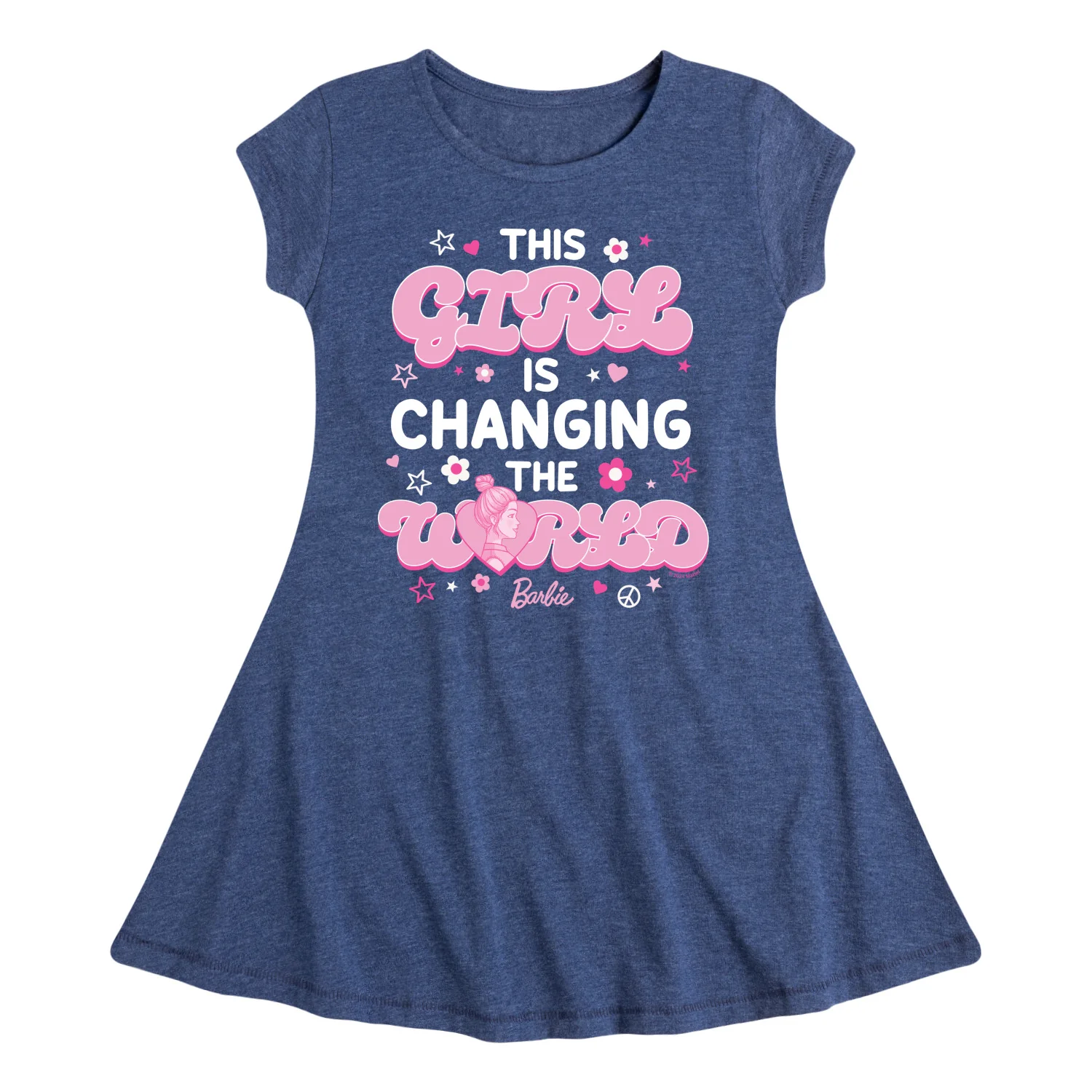 THIS GIRL IS CHANGING THE WORLD- Kids GIRLS FIT AND FLARE CAP SLEEVE DRESS