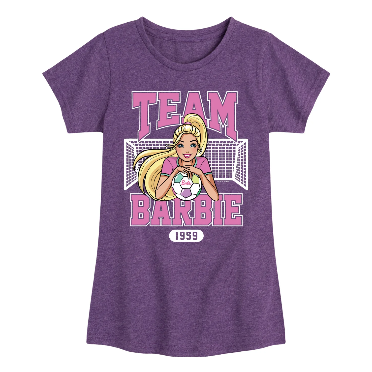 Barbie - Team Barbie Soccer- Girls Fitted Short Sleeve Graphic T-Shirt - Image 4