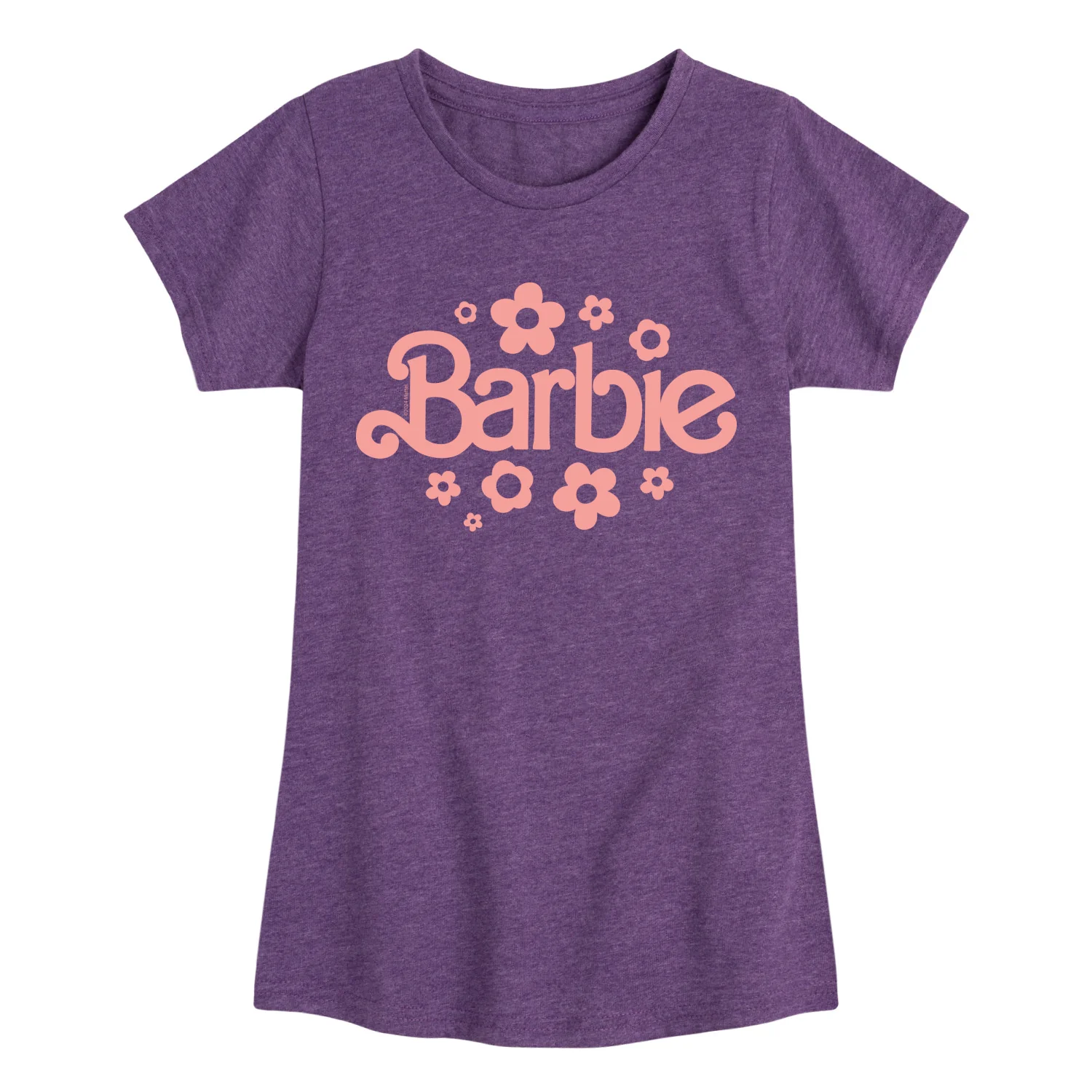 Barbie - Barbie One Color Retro Flowers - Girls Fitted Short Sleeve Graphic T-Shirt - Image 4