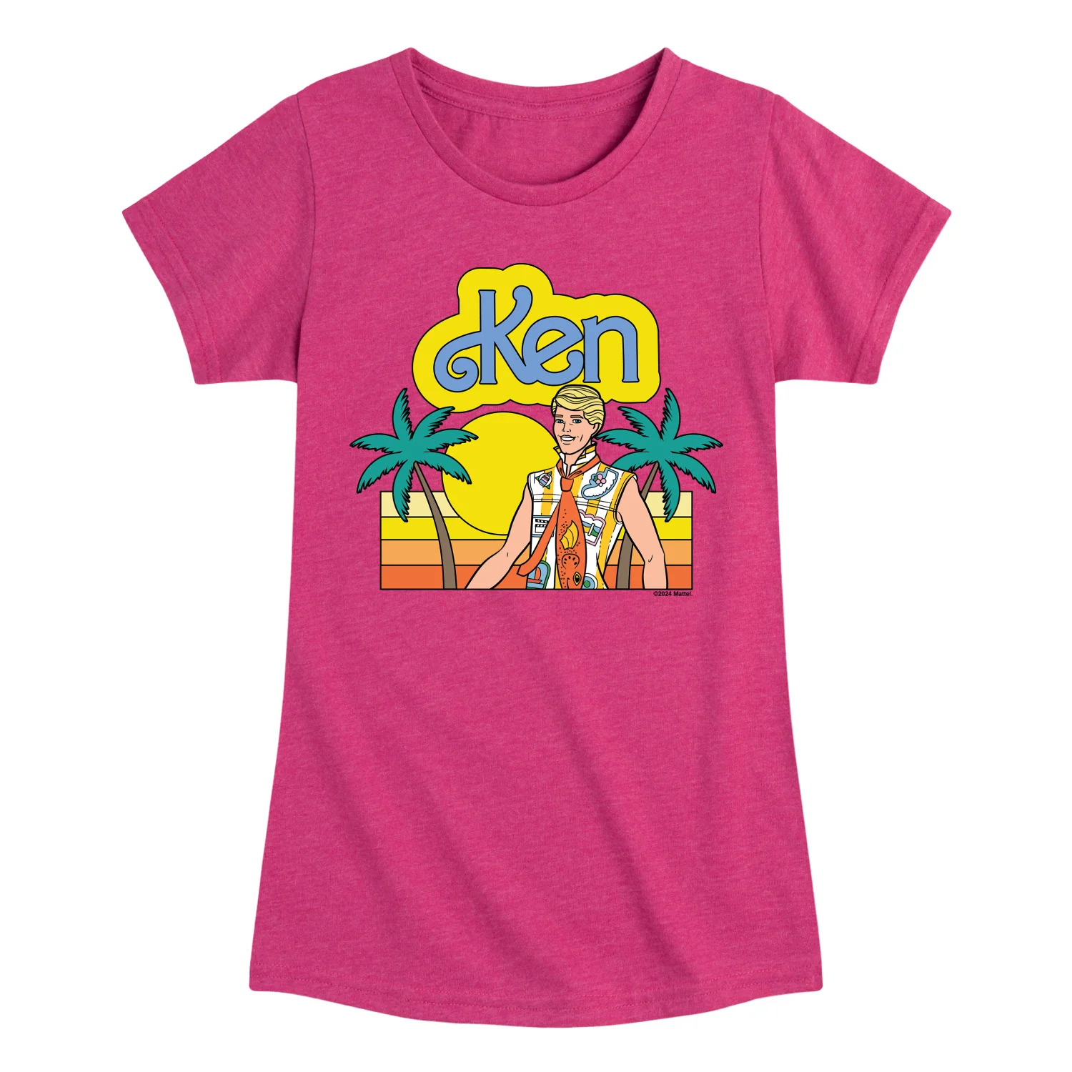 Barbie - Cali Sunset Ken- Girls Fitted Short Sleeve Graphic T-Shirt - Image 2