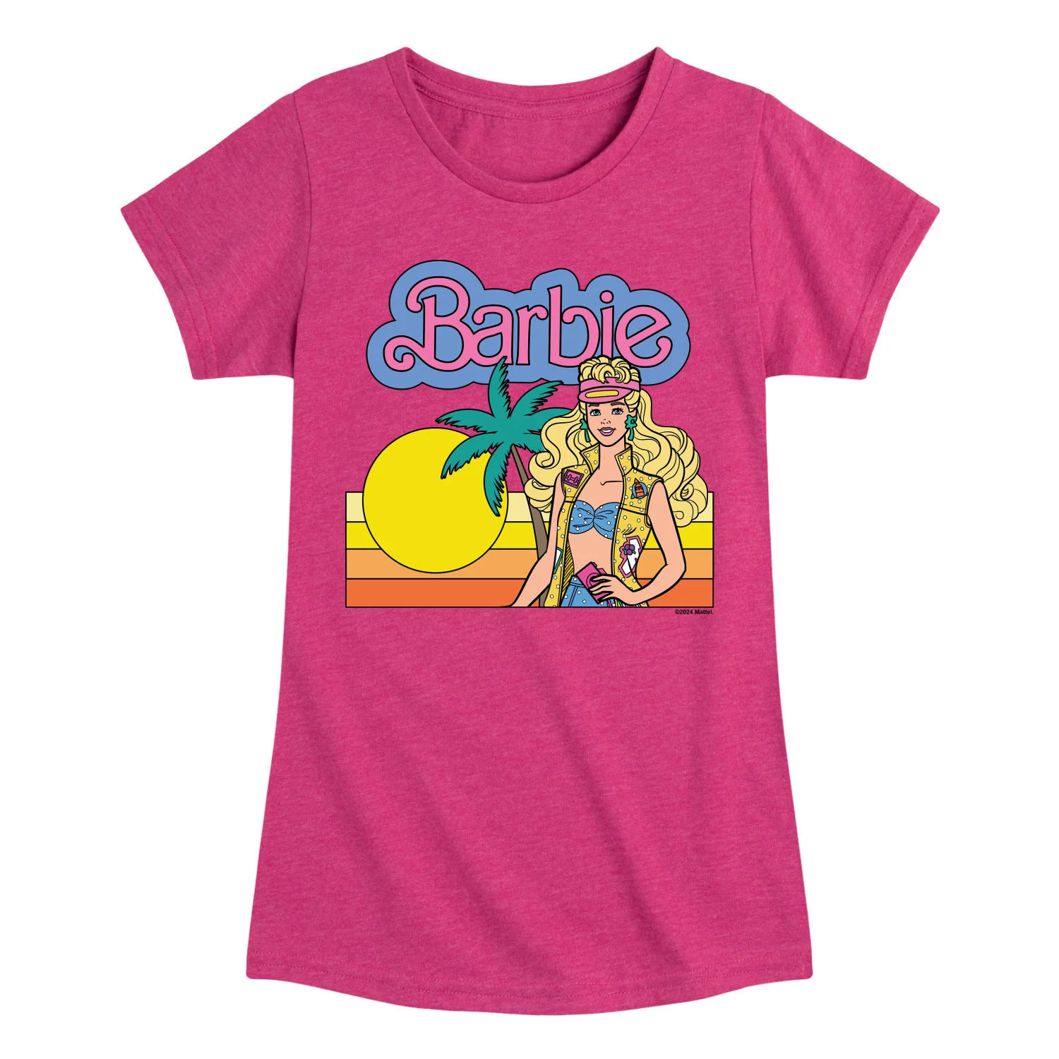 Barbie - Cali Sunset Barbie- Girls Fitted Short Sleeve Graphic T-Shirt - Image 2