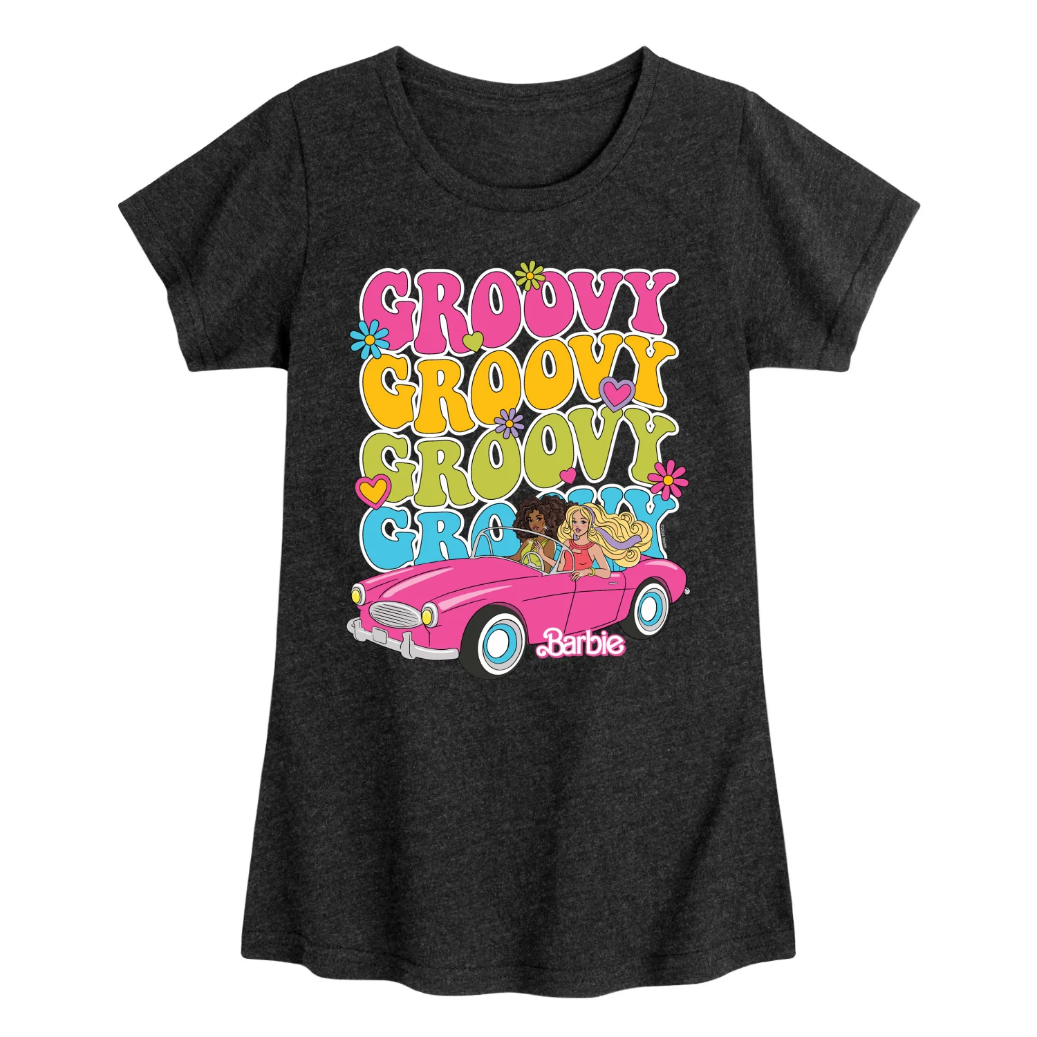 Barbie - Barbie 70S Groovy Stacked- Girls Fitted Short Sleeve Graphic T-Shirt - Image 2