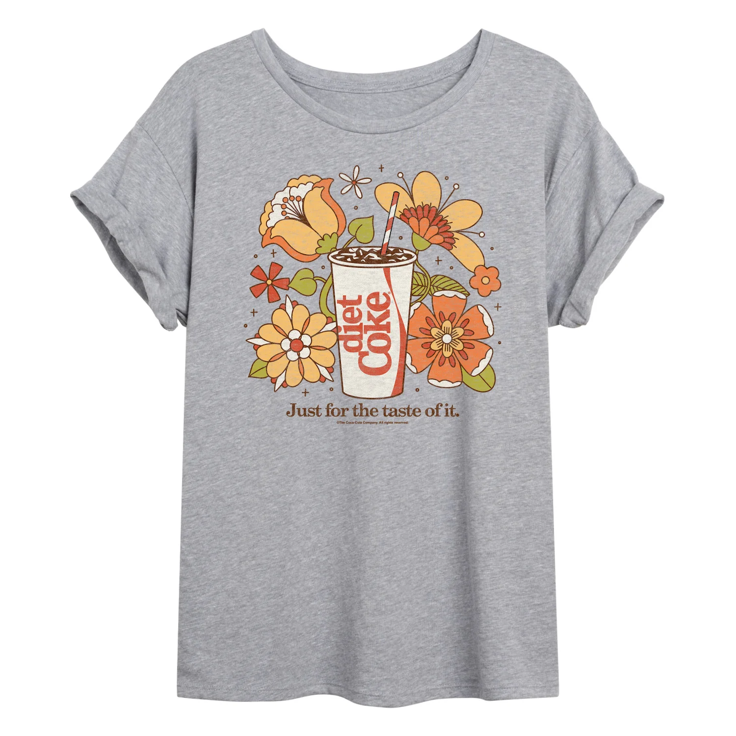 Diet Coke - Retro Flowers - Juniors Oversized Graphic T-Shirt - Image 2