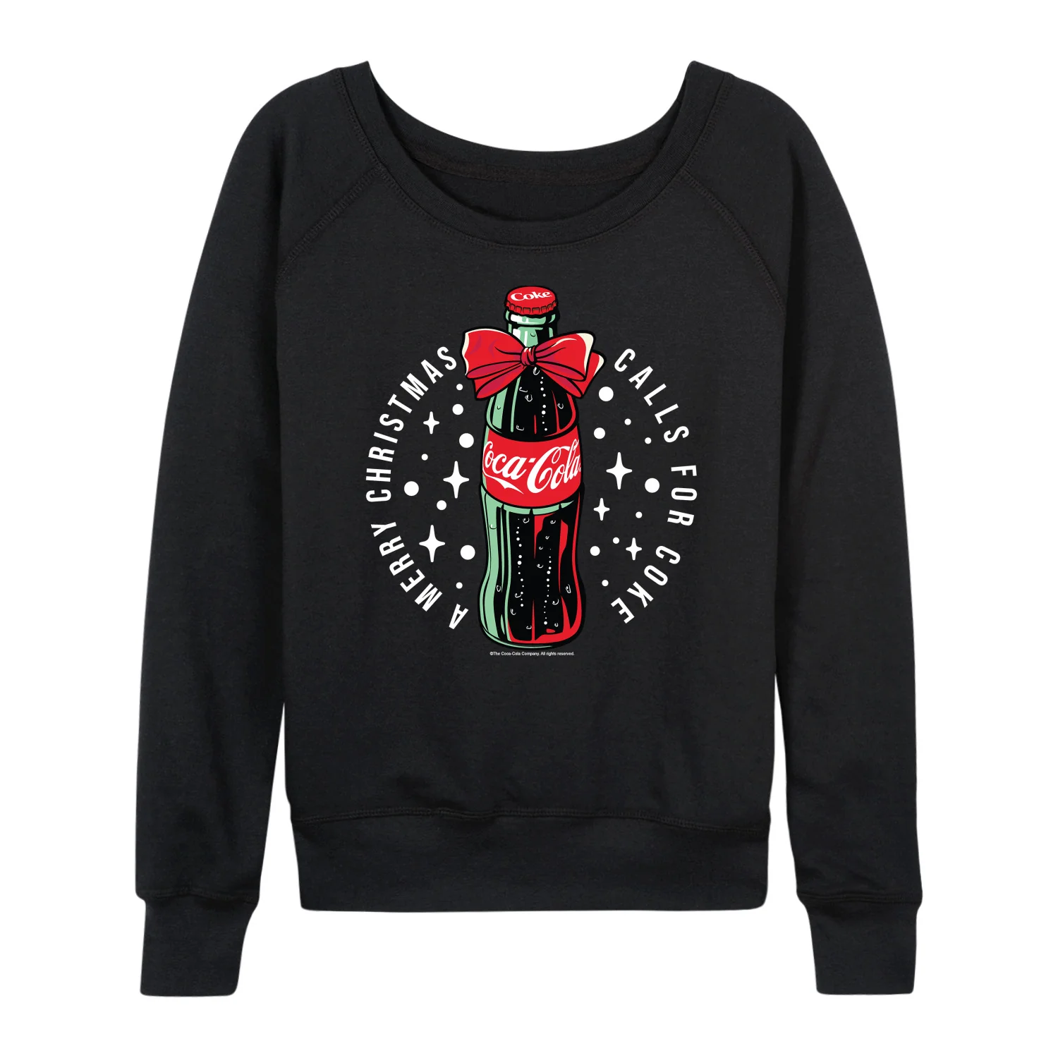 Coca-Cola - Happy Holidays Bottle - Women's French Terry Long Sleeve Pullover - Image 2