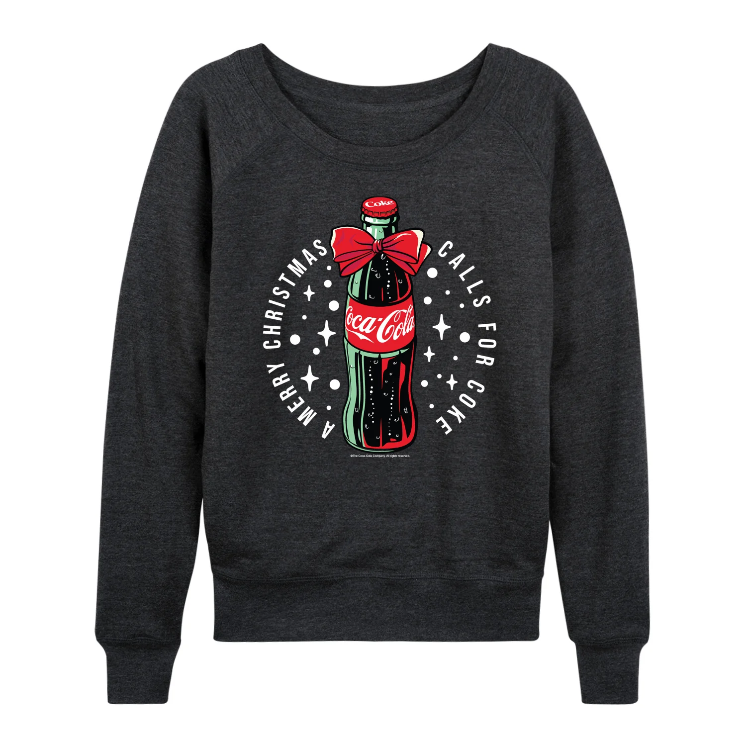 Coca-Cola - Happy Holidays Bottle - Women's French Terry Long Sleeve Pullover - Image 3