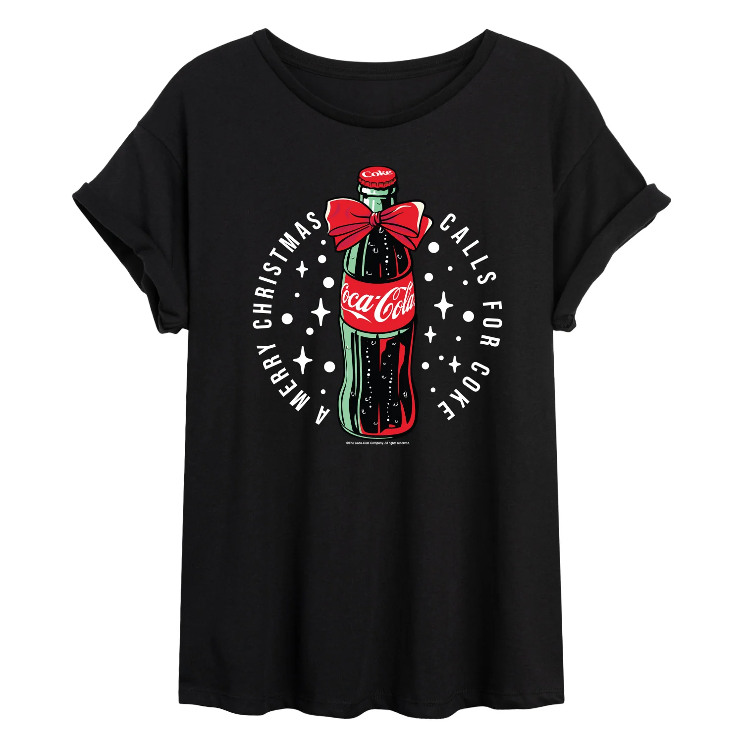 Coca-Cola - Happy Holidays Bottle - Women's Oversized Graphic T-Shirt