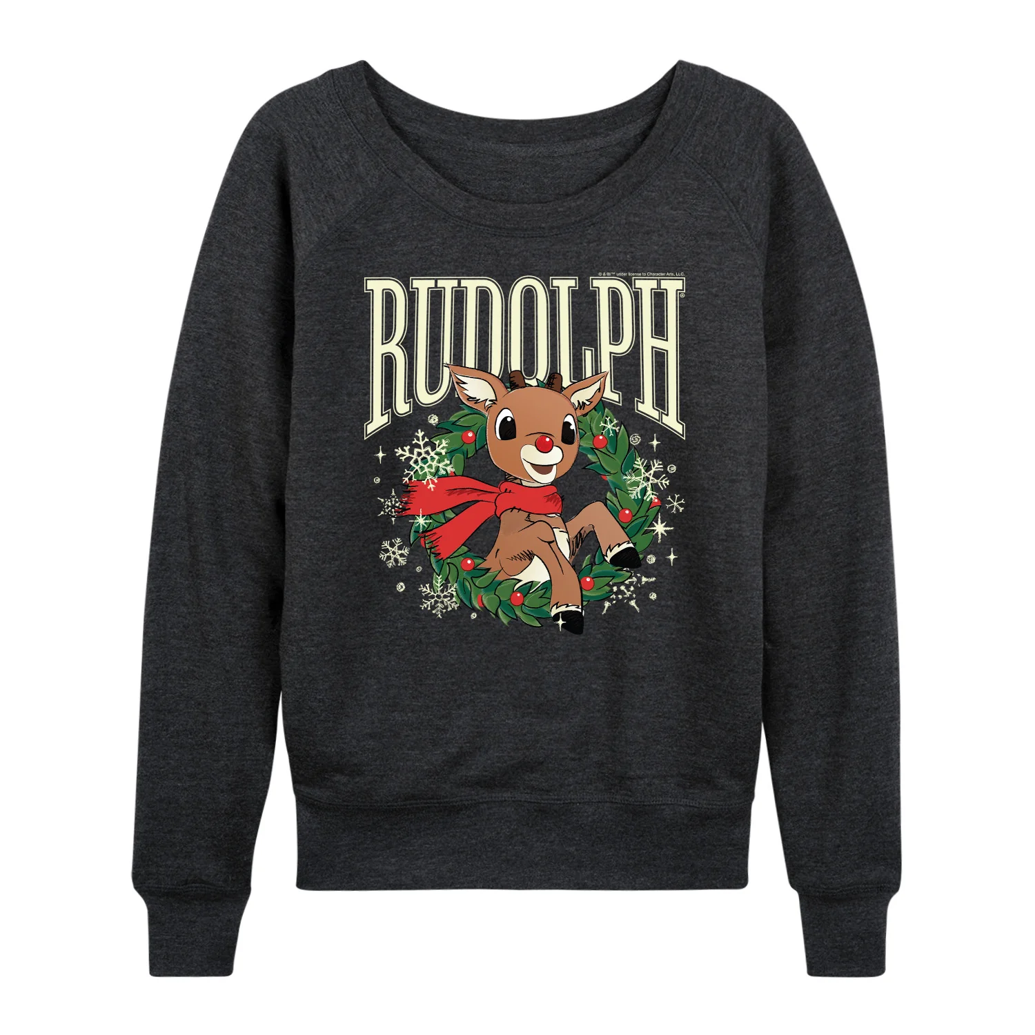 Rudolph - Rudolph Wreath Collegiate - Women's French Terry Long Sleeve Pullover - Image 2