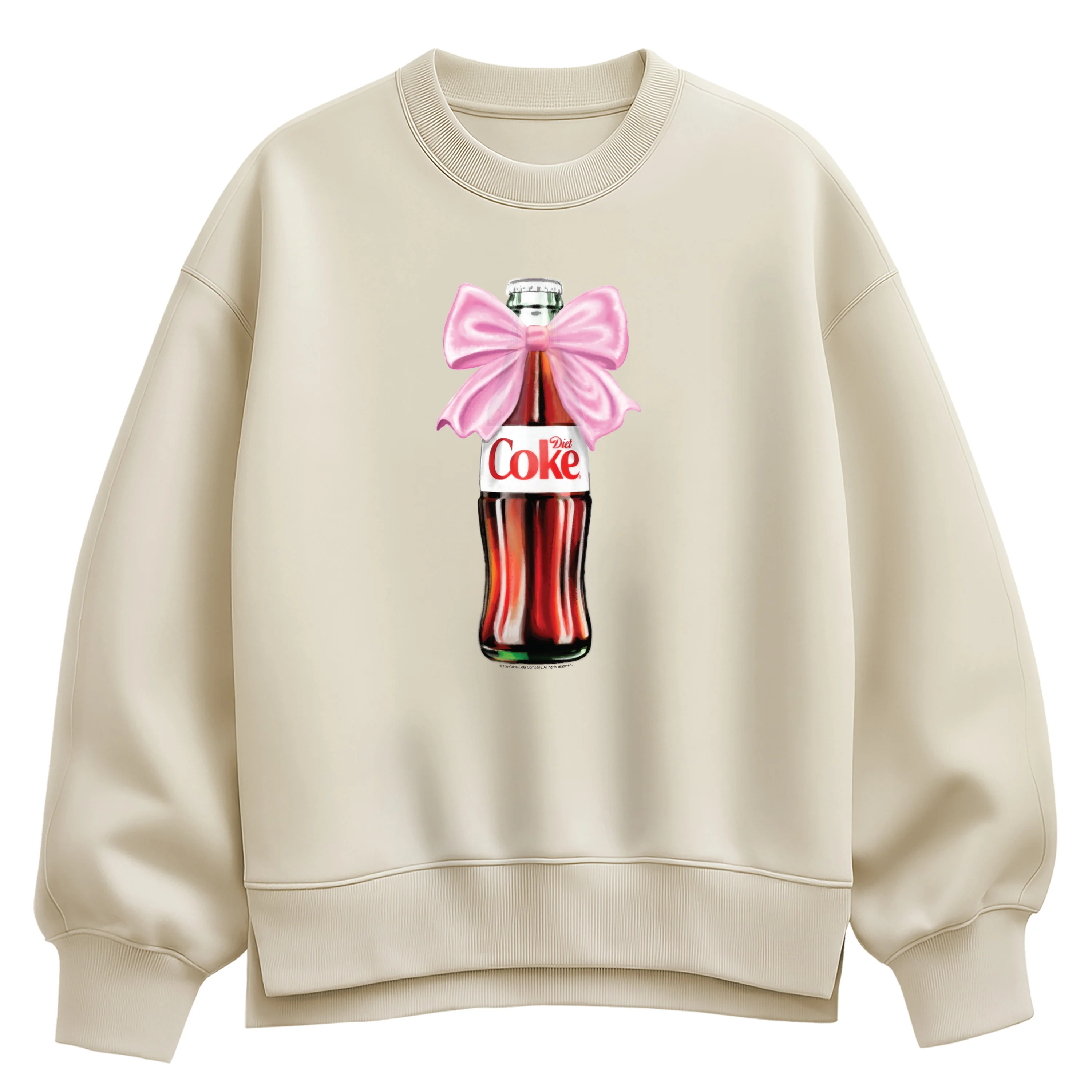 Coca-Cola - Diet Coke Bottle Bow - Ladies Oversized Fleece Crew Sweatshirt - Image 2