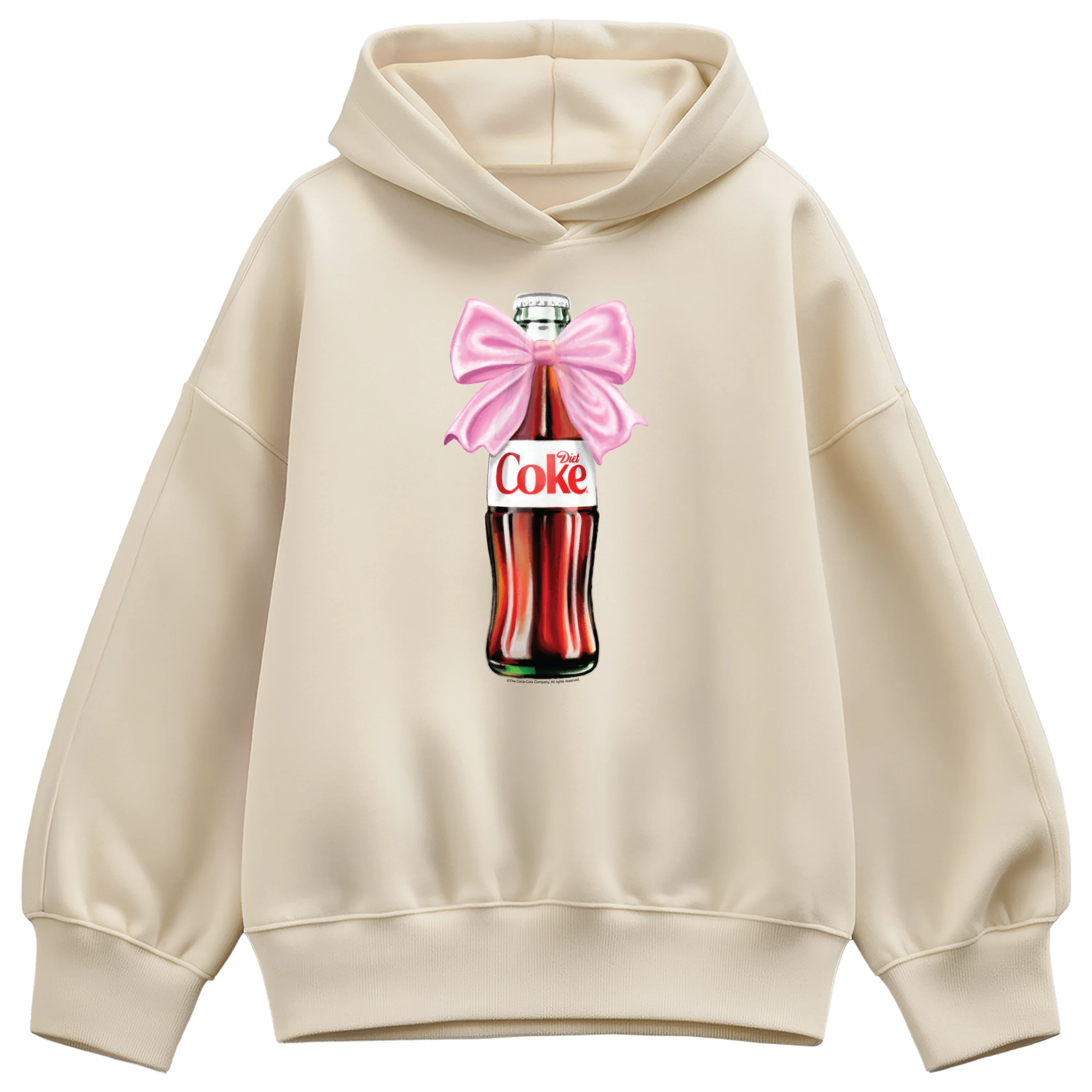 Coca-Cola - Diet Coke Bottle Bow - Ladies Oversized Fleece Hoodie Sweatshirt - Image 2