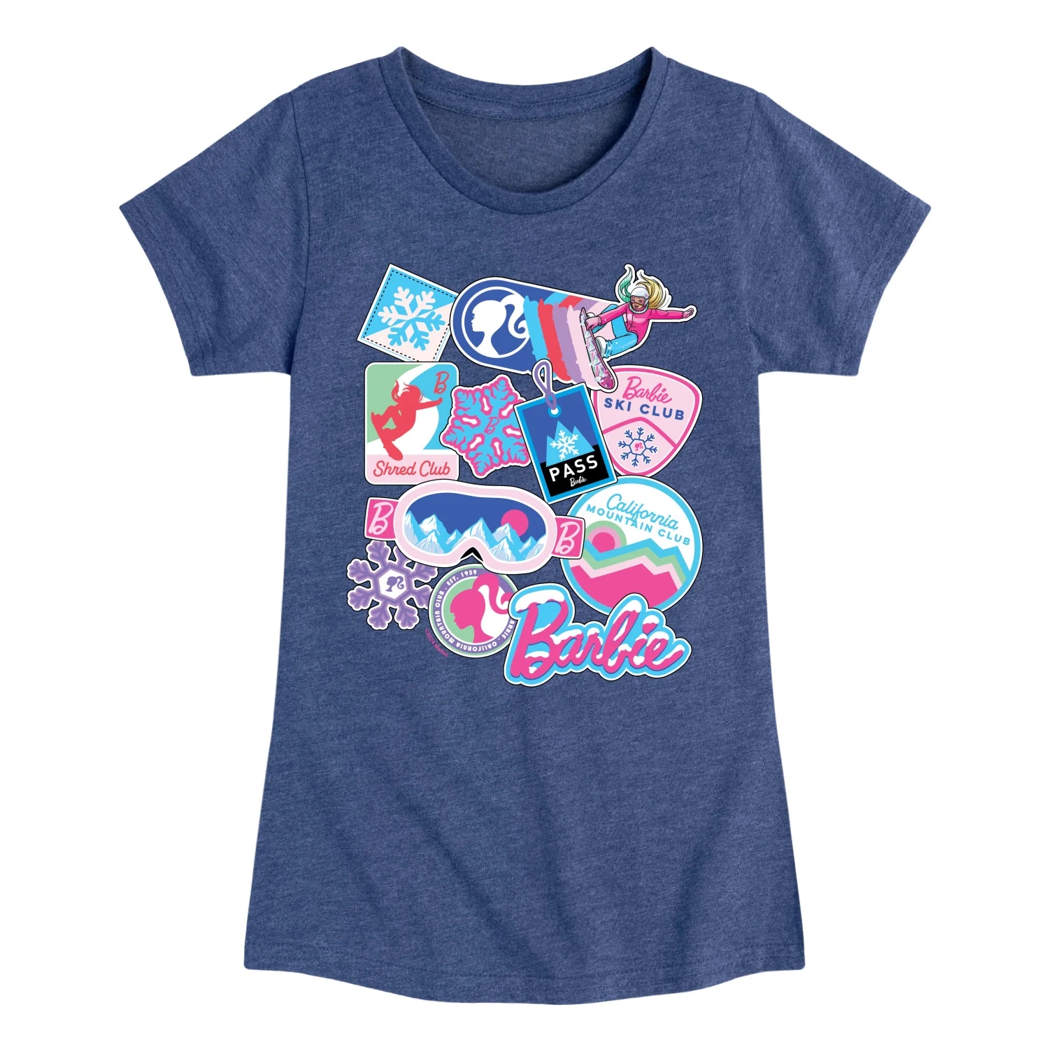 Barbie - Ski Sticker Collage - Toddler And Youth Girls Fitted Short Sleeve Graphic T-Shirt - Image 3