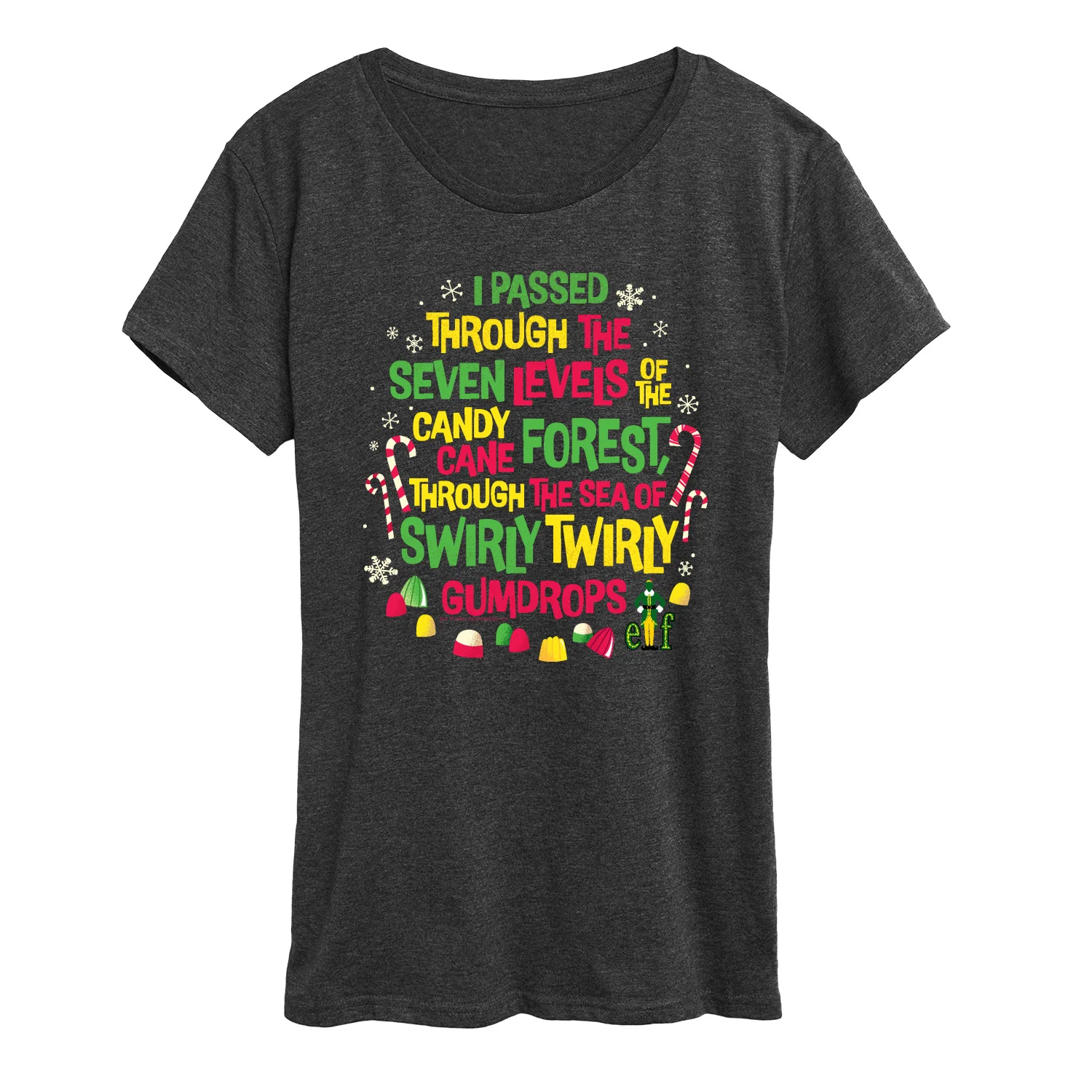 Elf - Candy Cane Forest Sea Of Gumdrops - Women's Short Sleeve Graphic T-Shirt - Image 2