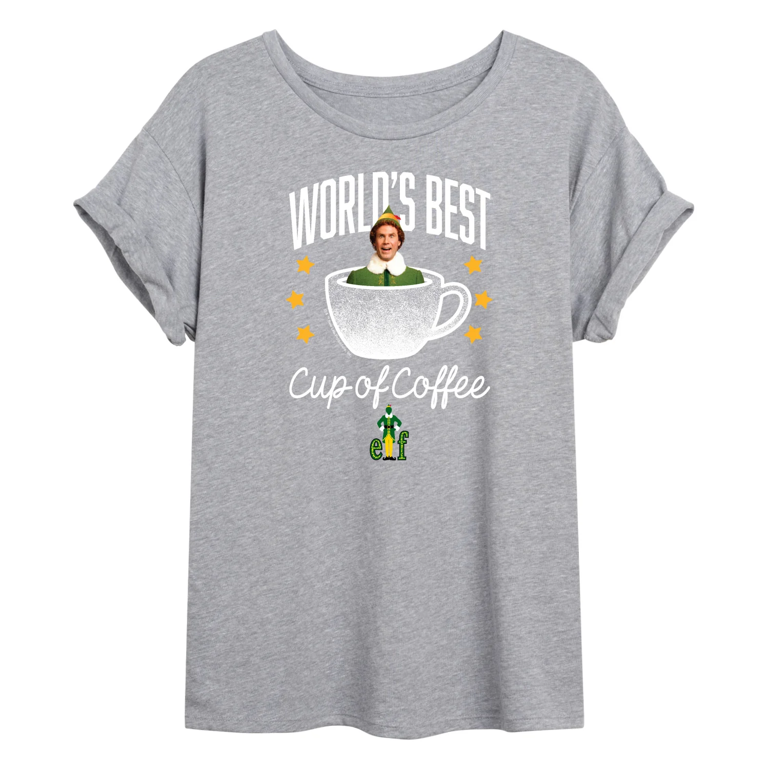 Elf - Worlds Best Cup Of Coffee - Women's Oversized Graphic T-Shirt - Image 2
