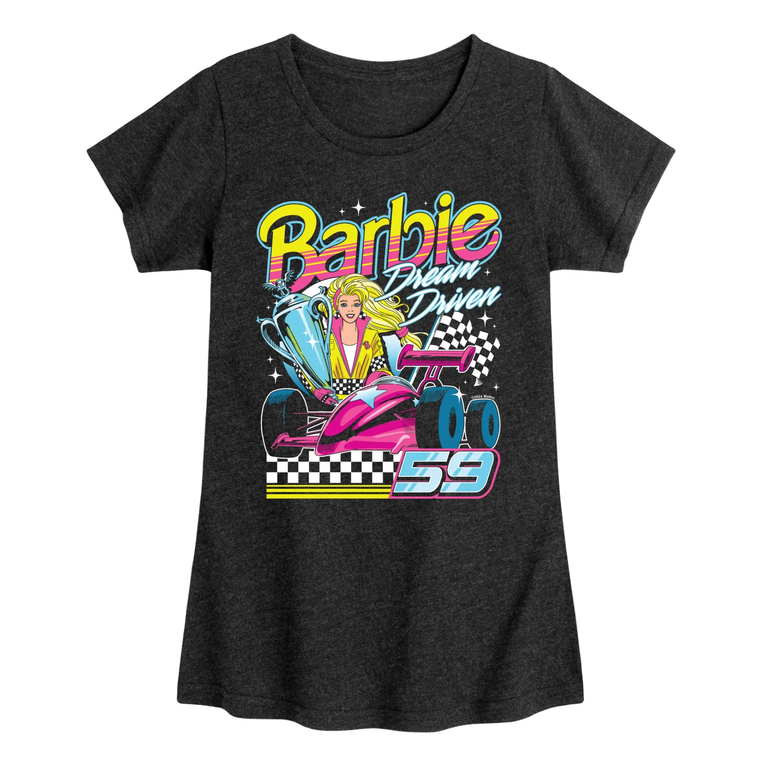 Barbie - Racecar Comic - Toddler And Youth Girls Fitted Short Sleeve Graphic T-Shirt