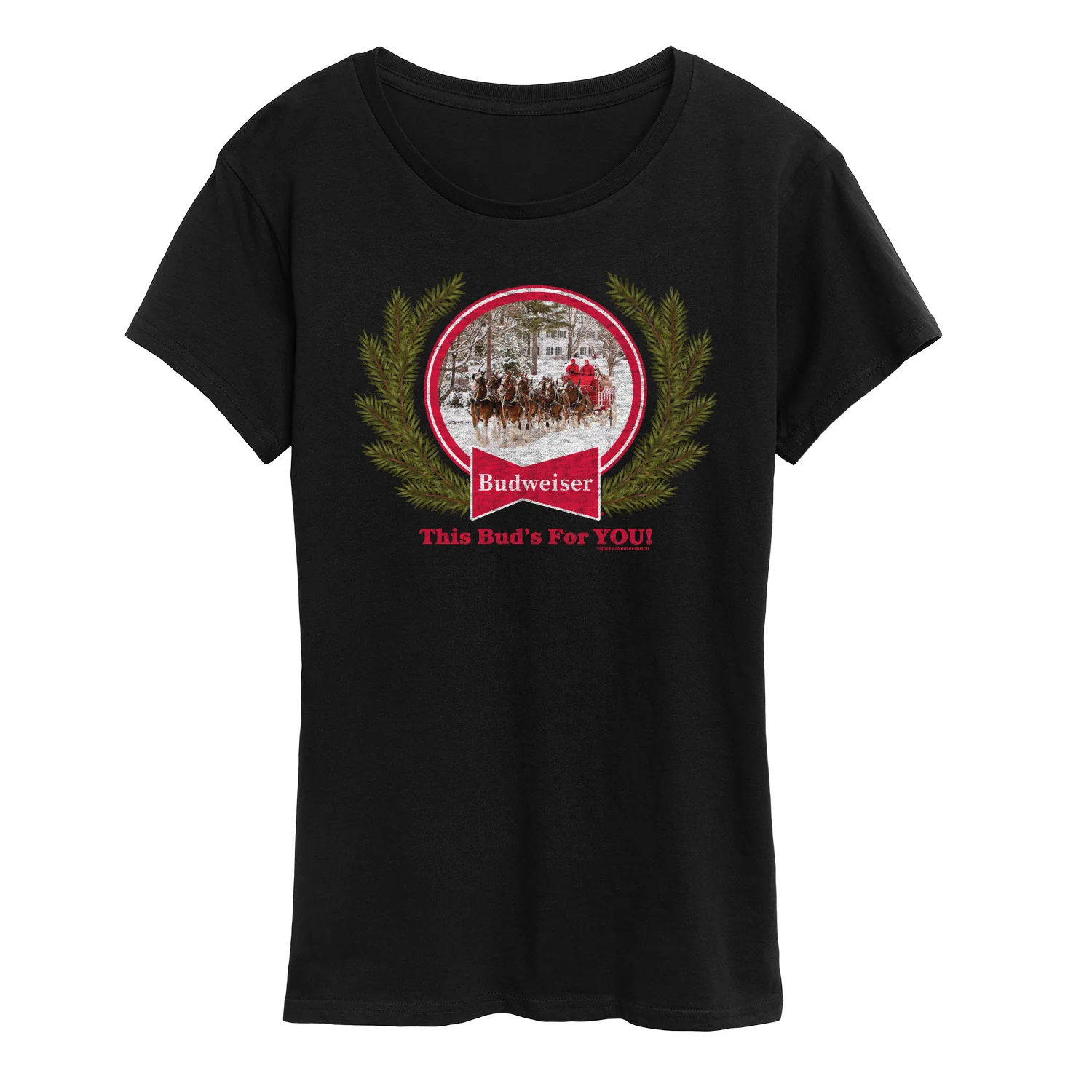 Budweiser - Bud Holiday Clydesdales - Women's Short Sleeve Graphic T-Shirt - Image 2