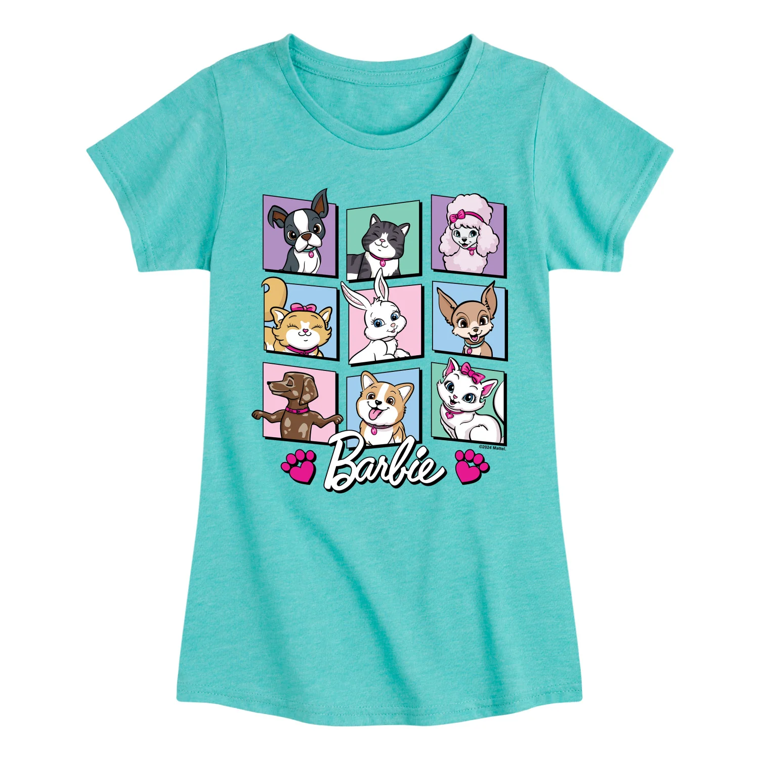 Barbie - Pet Grid - Toddler And Youth Girls Fitted Short Sleeve Graphic T-Shirt - Image 4
