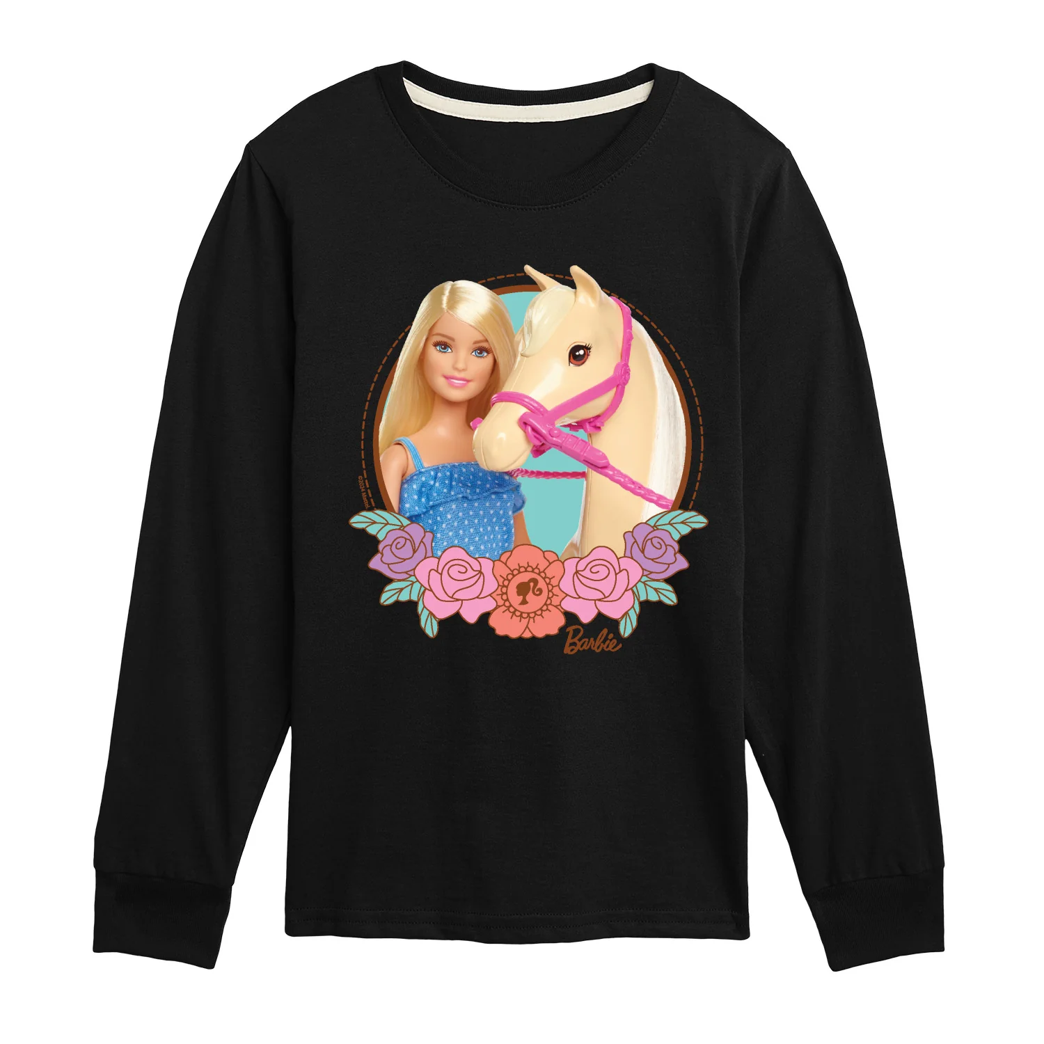 Barbie - Horse Photo - Youth Long Sleeve Graphic T-Shirt - Image 2