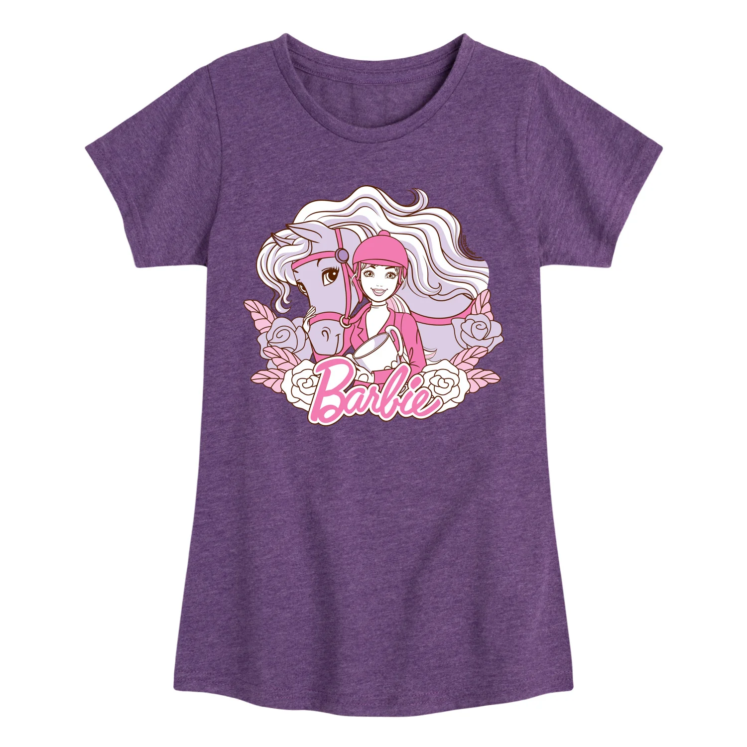 Barbie - Horse Flowers - Toddler And Youth Girls Fitted Short Sleeve Graphic T-Shirt - Image 5