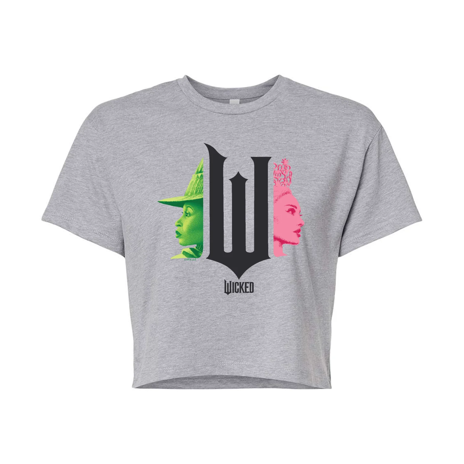 Wicked - Elphaba And Glinda Side Profiles - Juniors Cropped Graphic T-Shirt