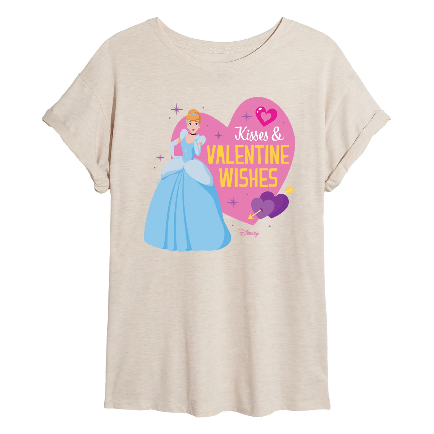 Disney Princess - Kisses and Valentine Wishes - Juniors Oversized Graphic T-Shirt