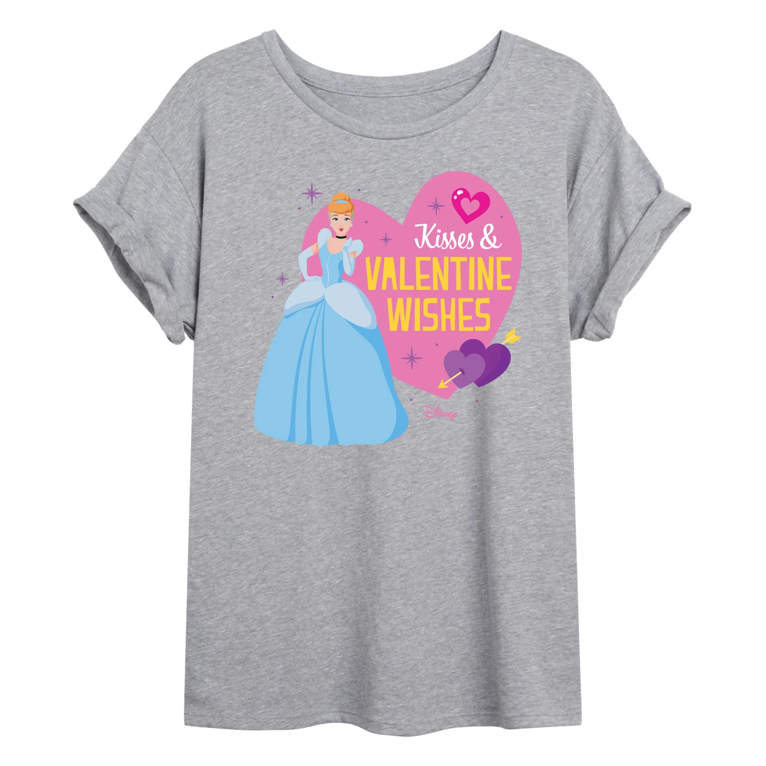 Disney Princess - Kisses and Valentine Wishes - Juniors Oversized Graphic T-Shirt - Image 3