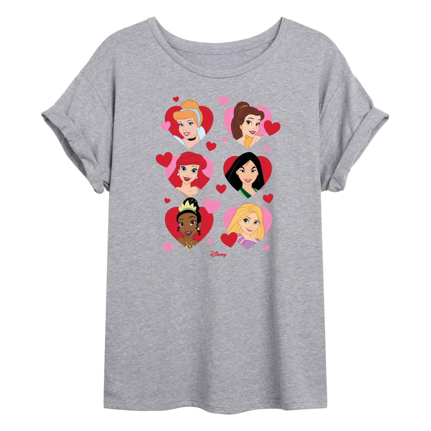 Disney Princess - Princess Heart Grid - Juniors Oversized Graphic T-Shirt - Image 3