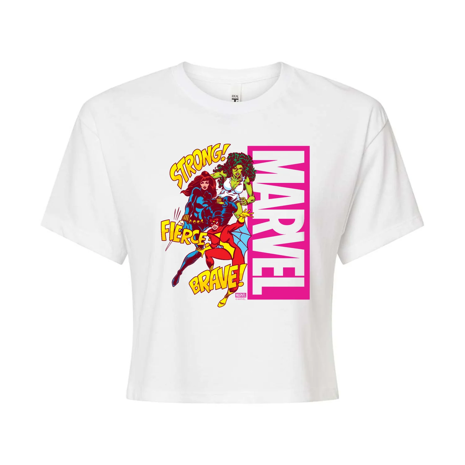 Marvel - Super Hero Women Sound Effects - Juniors Cropped Graphic T-Shirt - Image 2