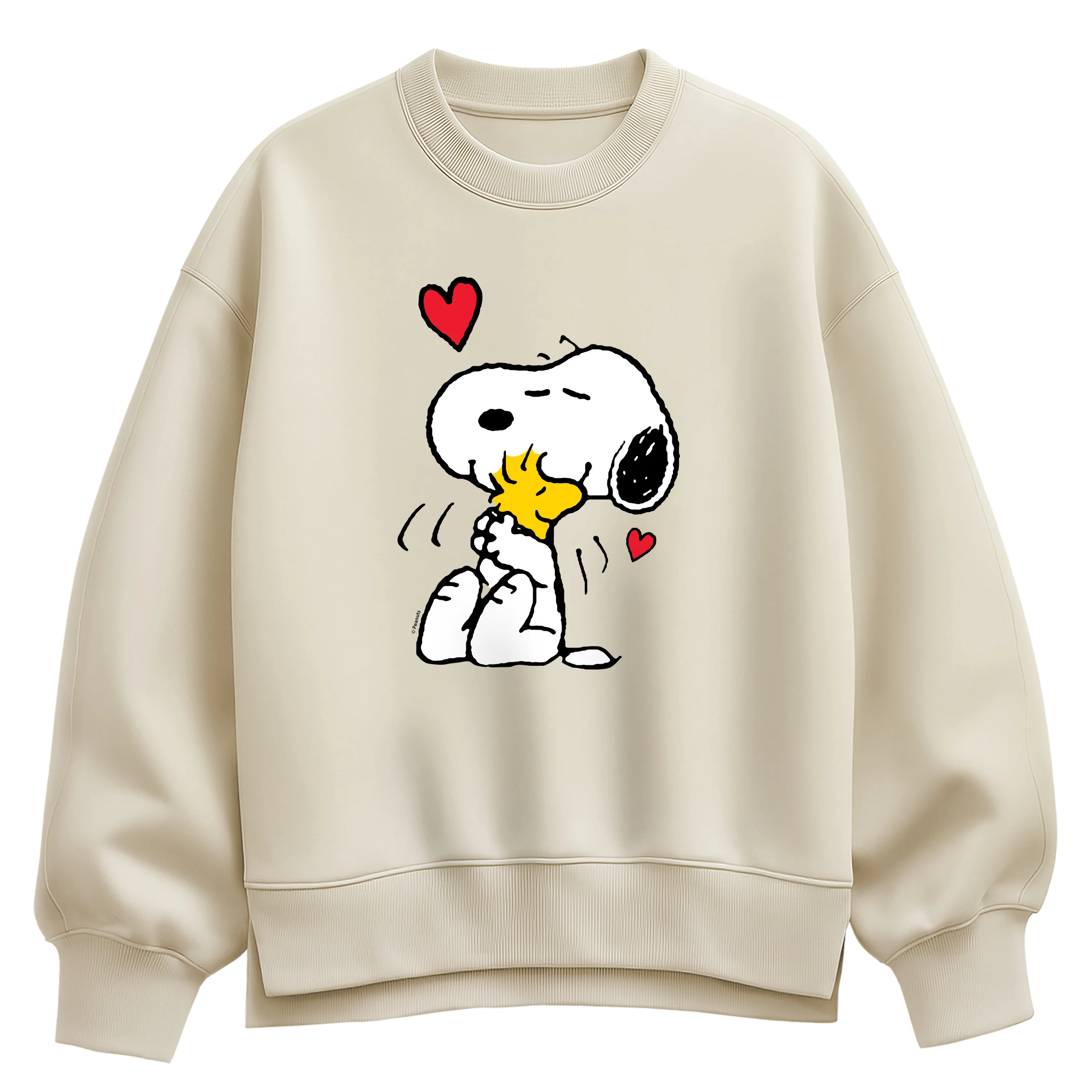 Peanuts - Snoopy Woodstock Heart - Women's Oversized Fleece Crew Sweatshirt - Image 2