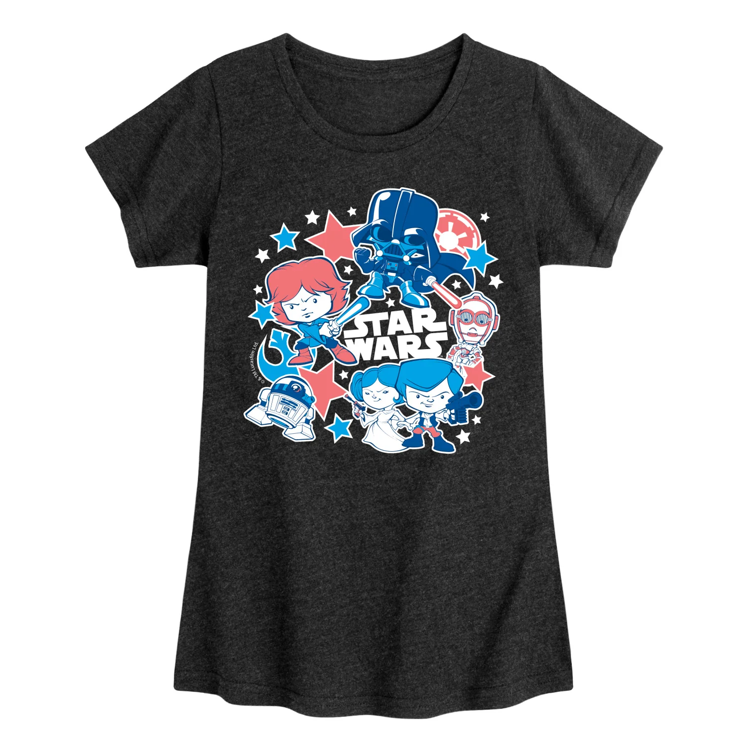 Star Wars - Americana Stickers - Toddler And Youth Girls Fitted Short Sleeve Graphic T-Shirt - Image 2