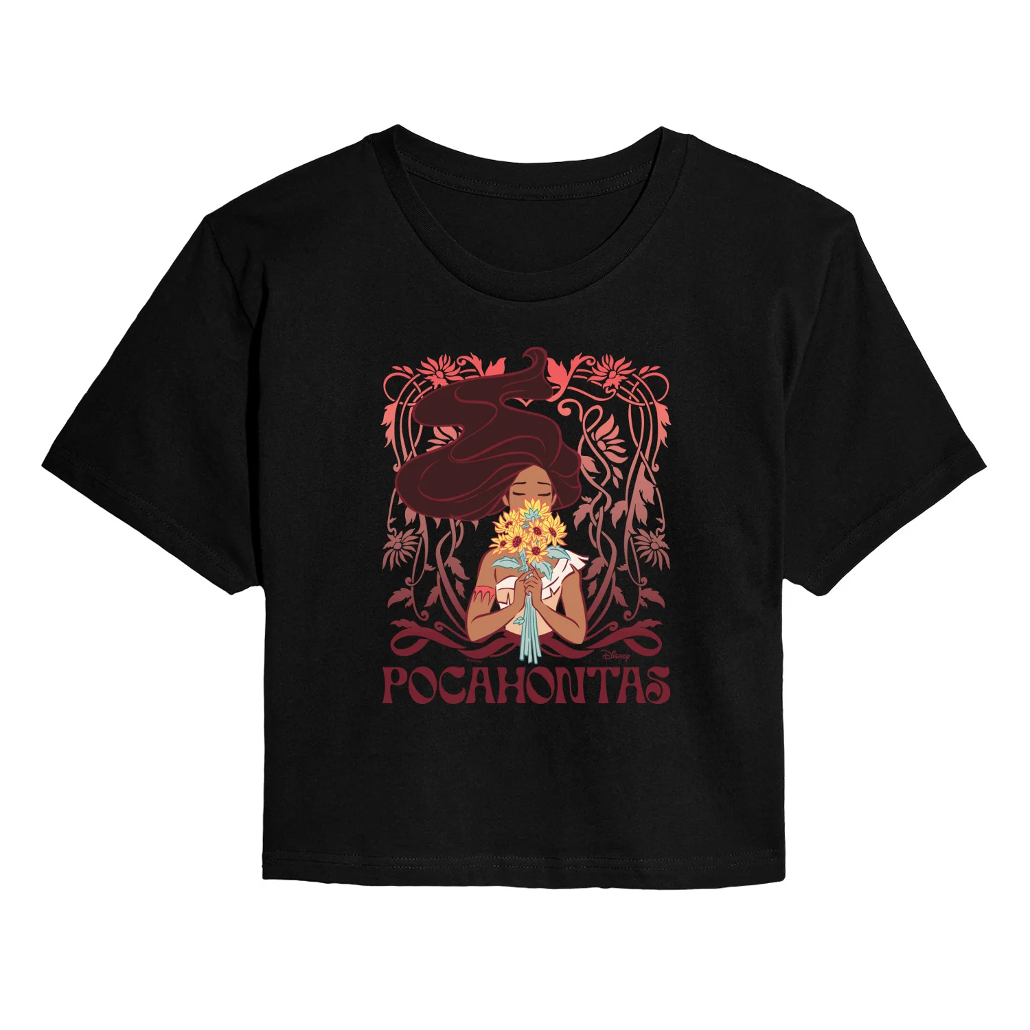 Disney Princess - Pocahontas Art Nouveau - Juniors Cropped Graphic T-Shirt - Image 2
