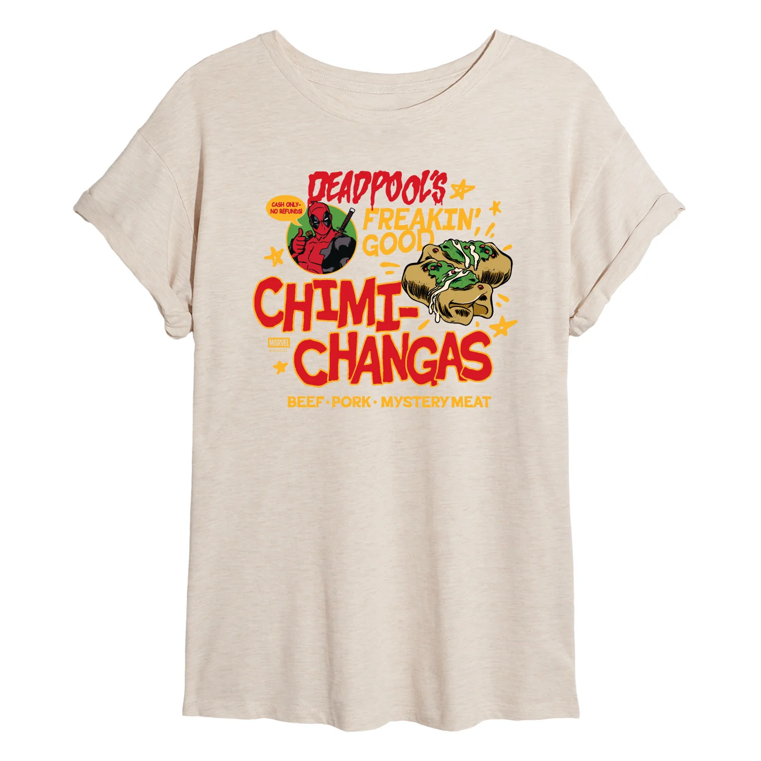 Marvel - Deadpool's Chimichangas - Juniors Oversized Graphic T-Shirt