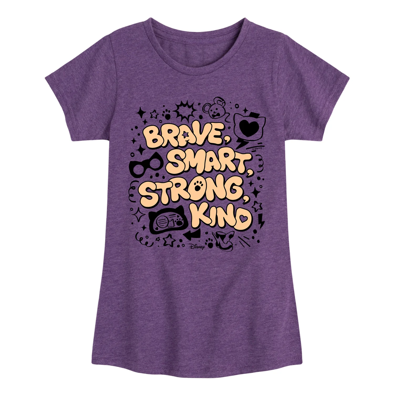 Super Kitties - Brave Smart Strong Kind - Girls Fitted Short Sleeve Graphic T-Shirt - Image 5