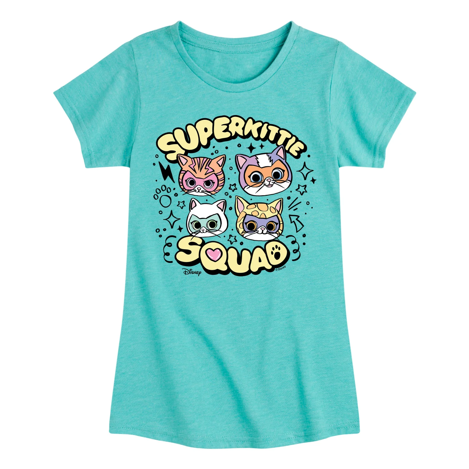 Super Kitties - Doodle - Girls Fitted Short Sleeve Graphic T-Shirt - Image 4