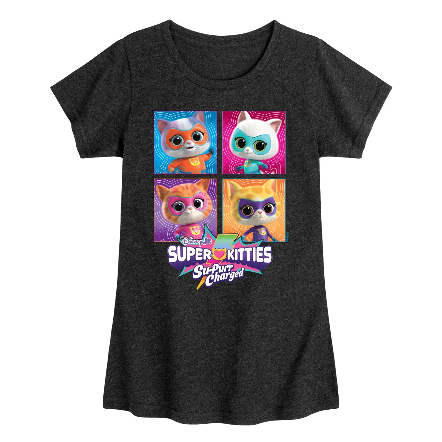 Super Kitties - Grid - Girls Fitted Short Sleeve Graphic T-Shirt - Image 2