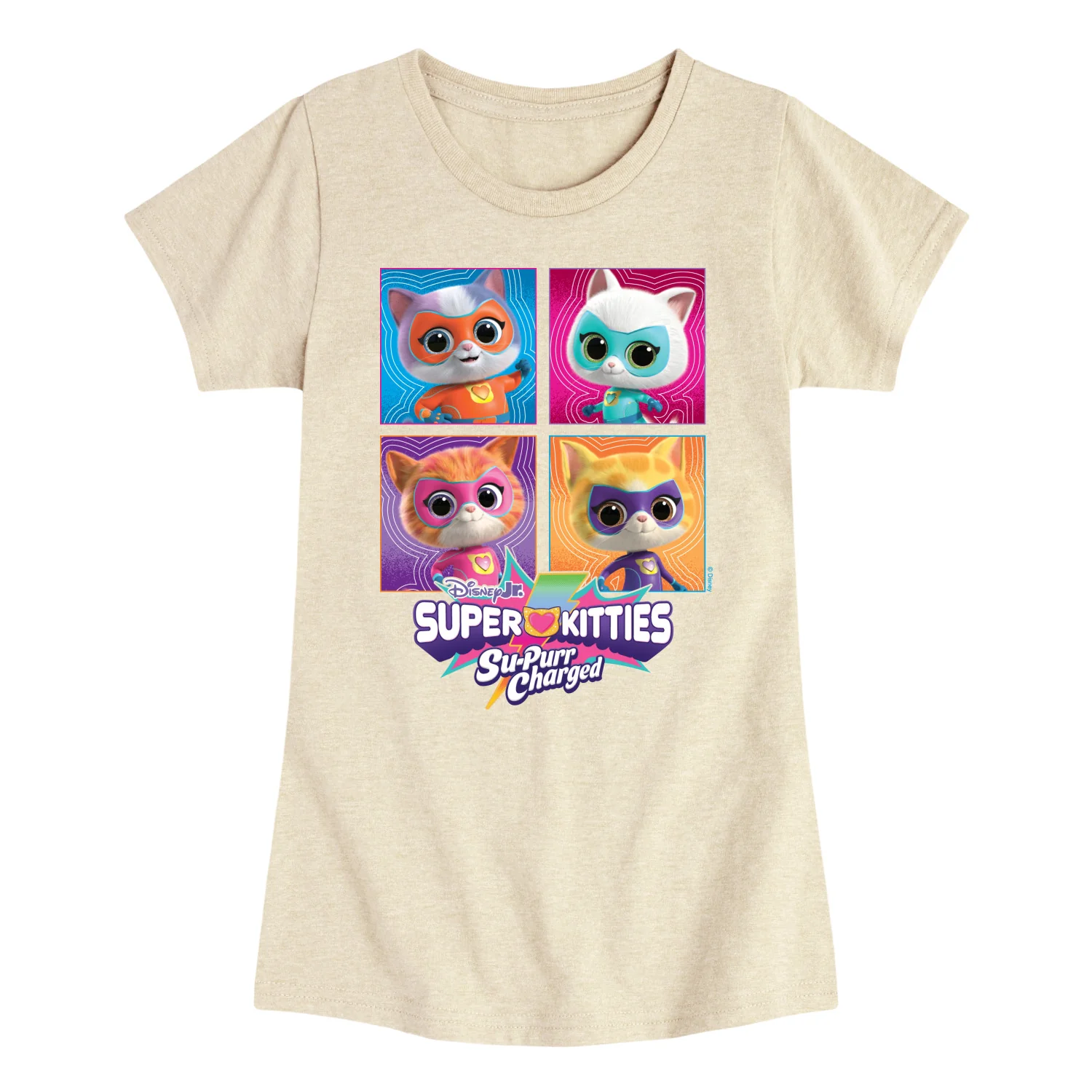 Super Kitties - Grid - Girls Fitted Short Sleeve Graphic T-Shirt - Image 3