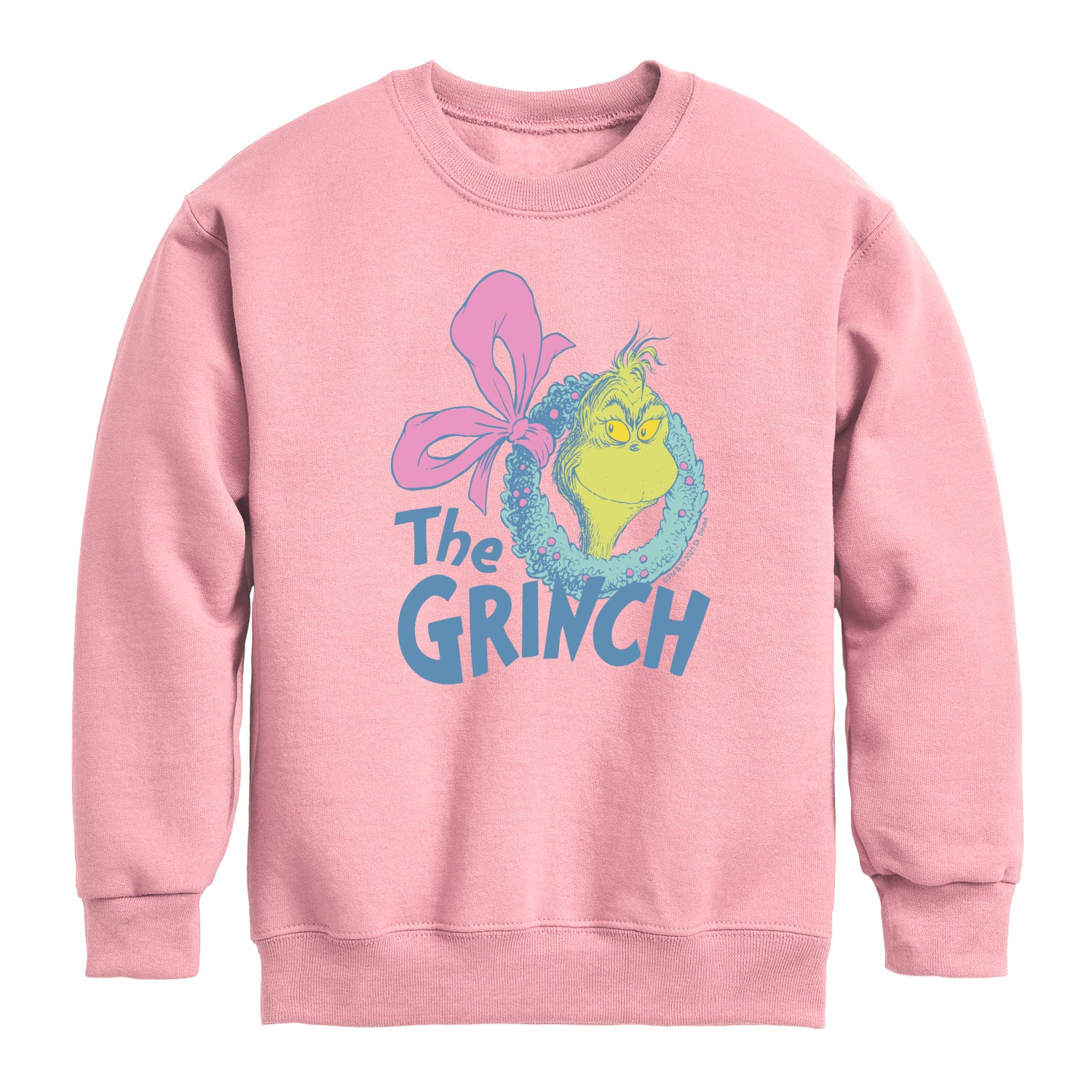 Dr. Seuss - Grinch Wreath - Youth Crew Fleece Sweatshirt