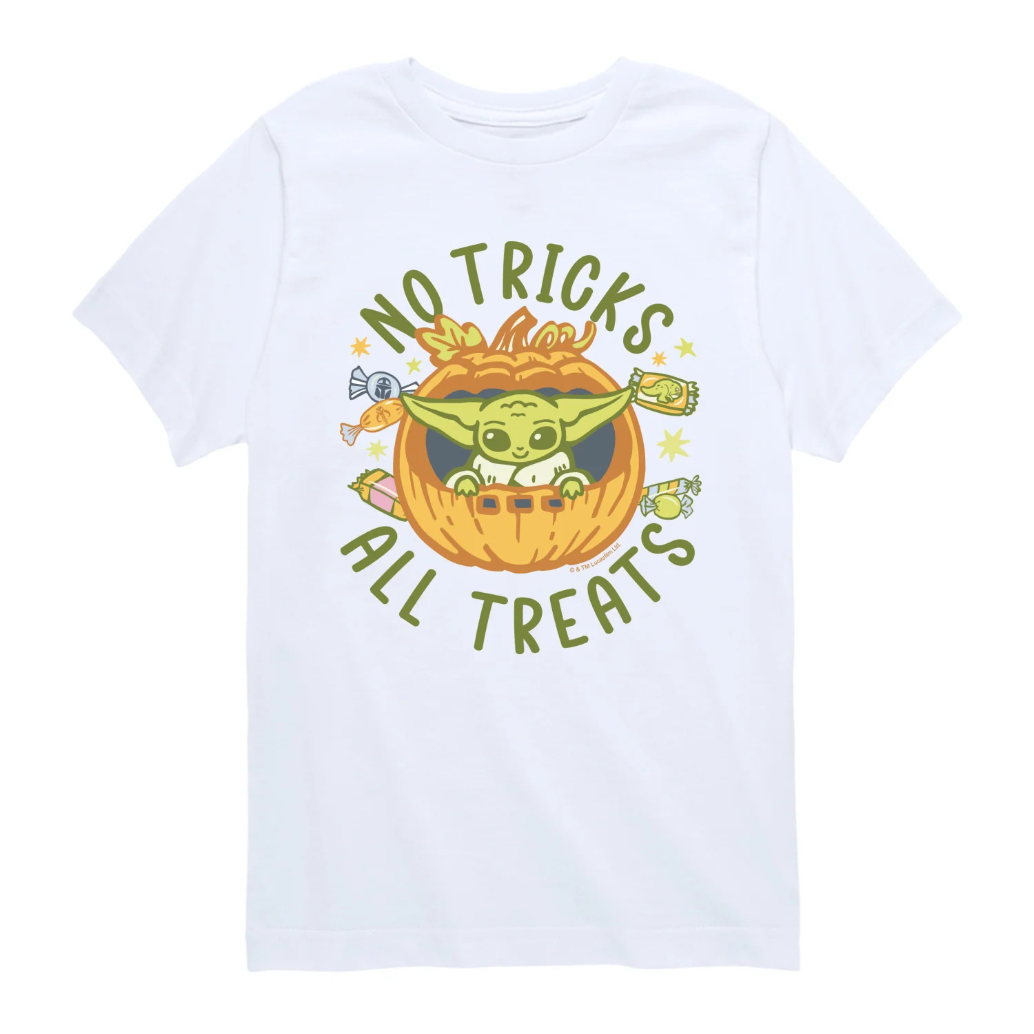 The Mandalorian - No Tricks All Treats Grogu - Youth Boys Short Sleeve Graphic T-Shirt