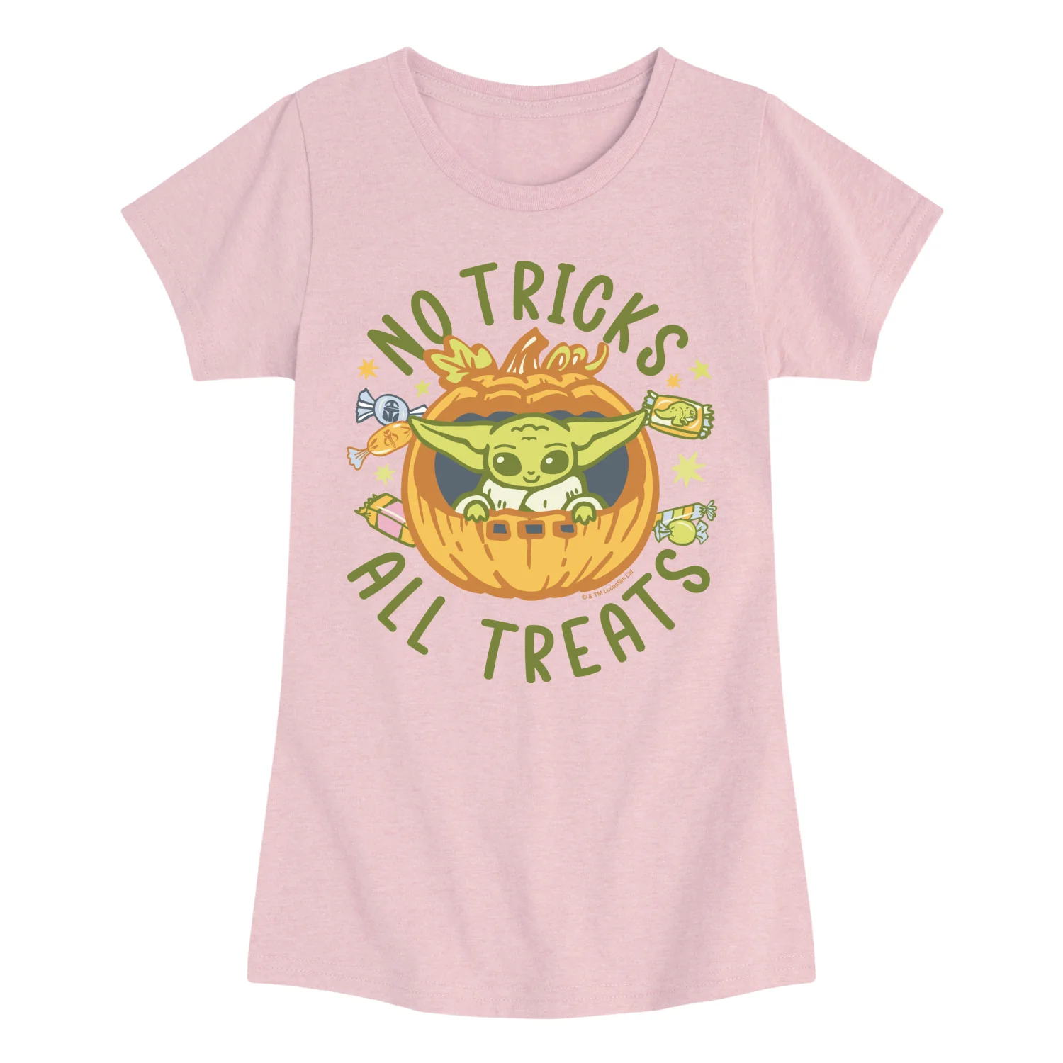 The Mandalorian - No Tricks All Treats Grogu - Youth Girls Fitted Short Sleeve T-Shirt - Image 4