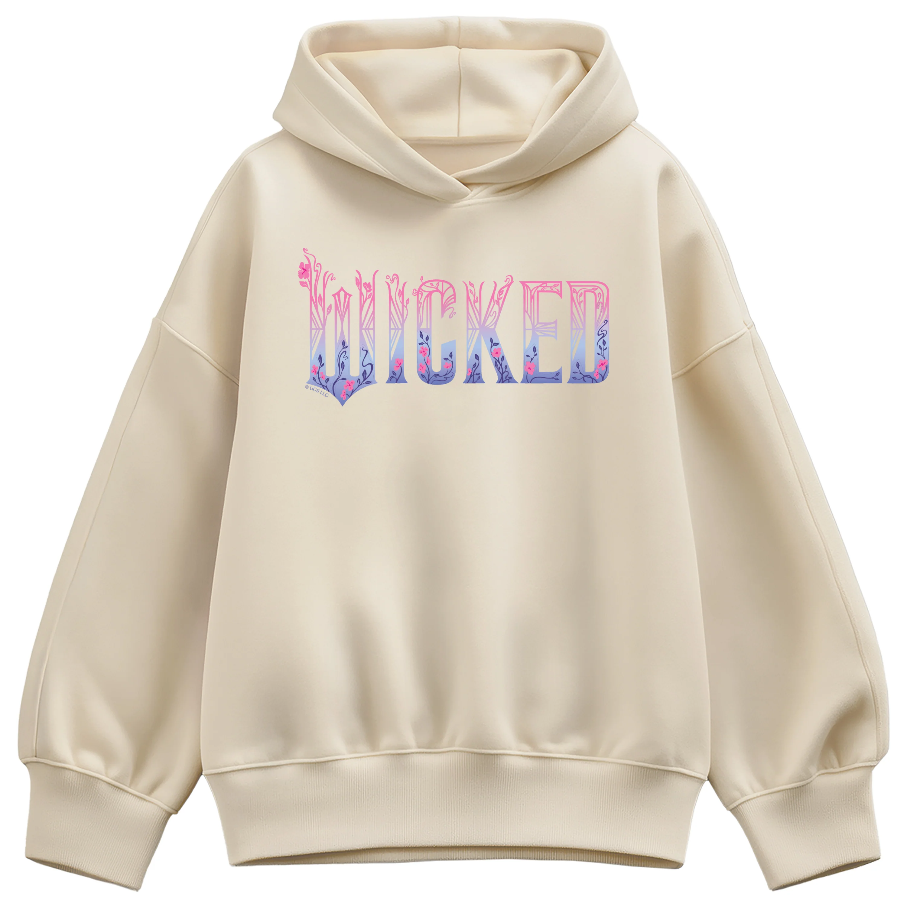 Wicked - Pink Blue Logo - Ladies Oversized Fleece Hoodie Sweatshirt - Image 2
