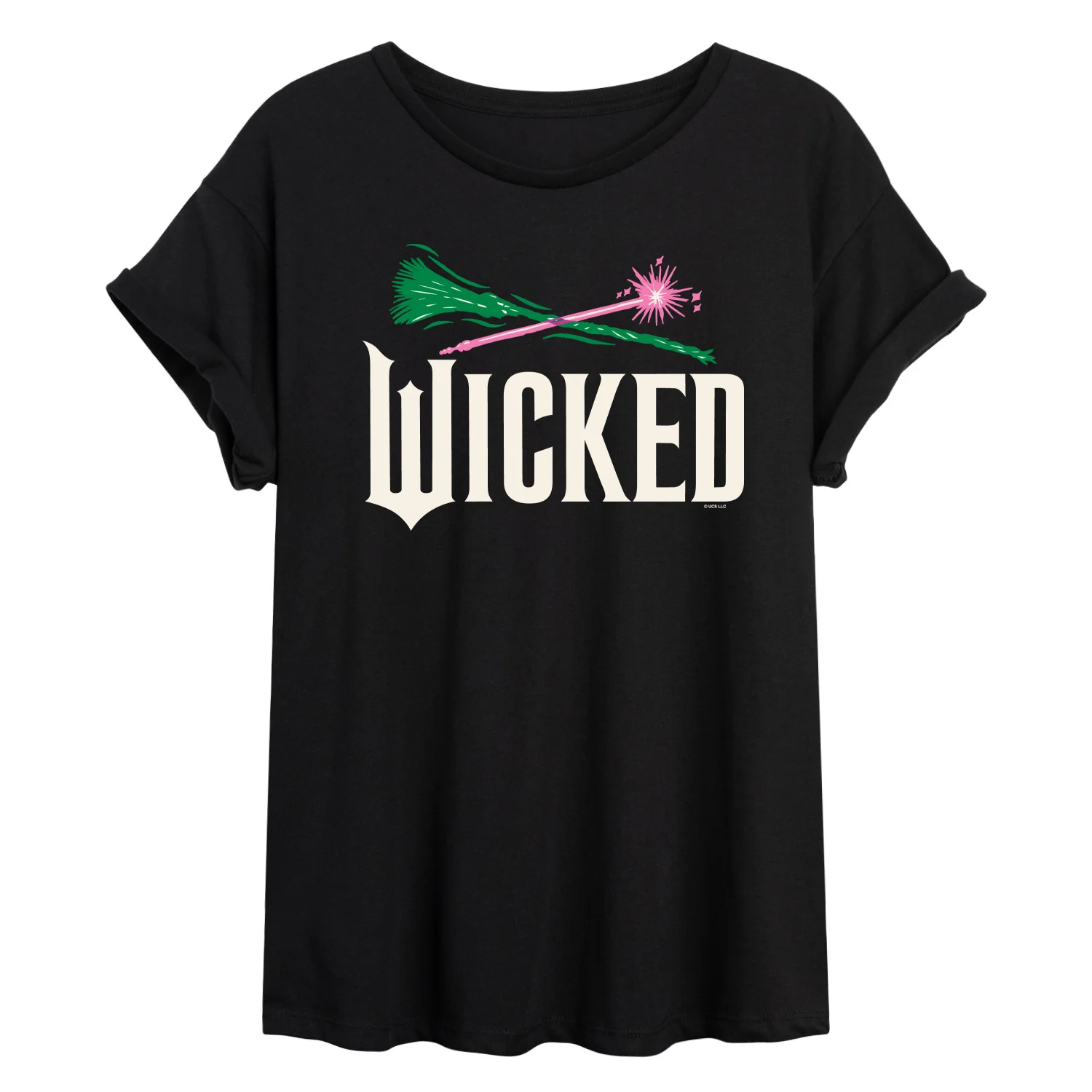 Wicked: Part 2 - Wand And Broomstick Logo - Women's Oversized Graphic T-Shirt