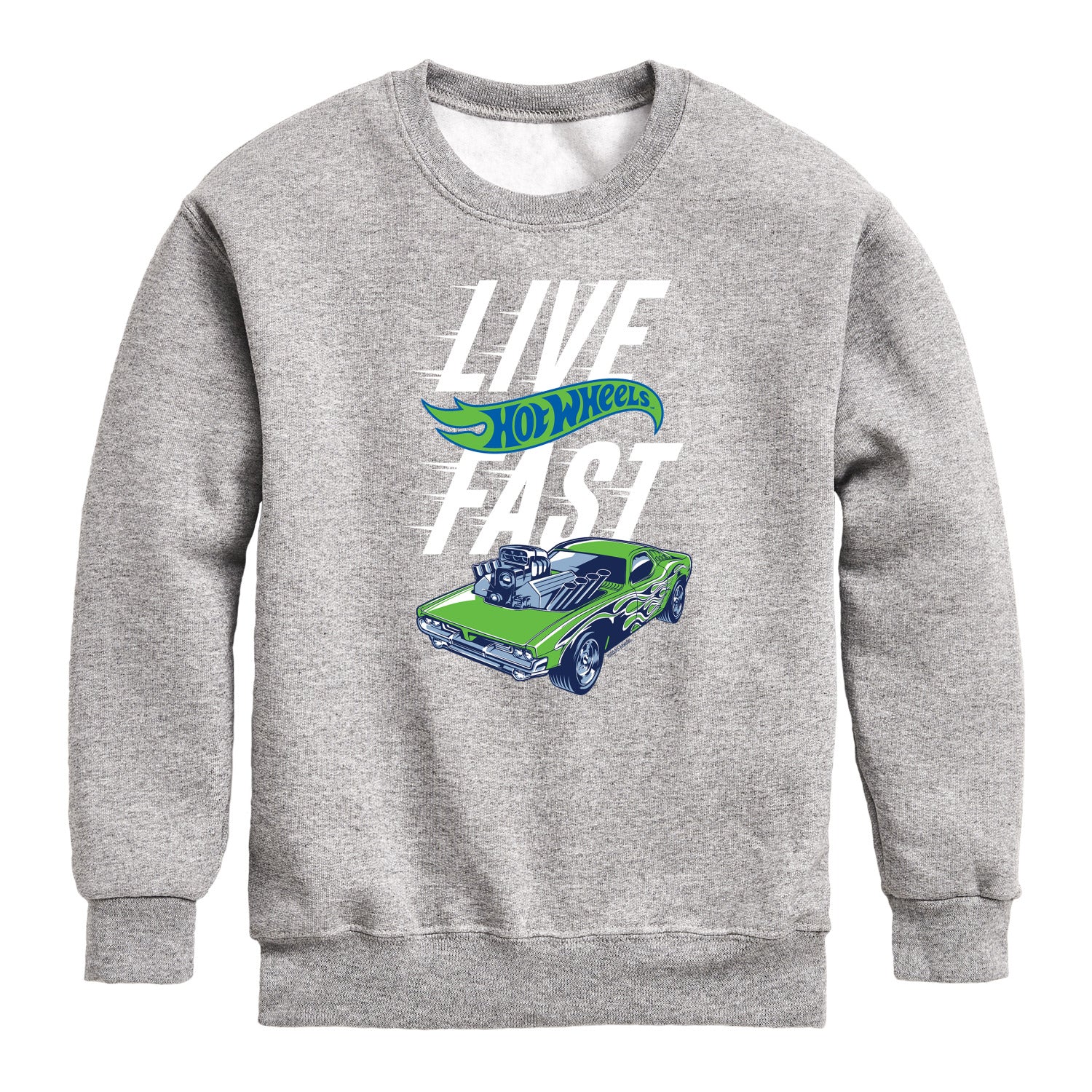 Hot Wheels - Live Fast - Youth Boys Crew Fleece Sweatshirt - Image 2