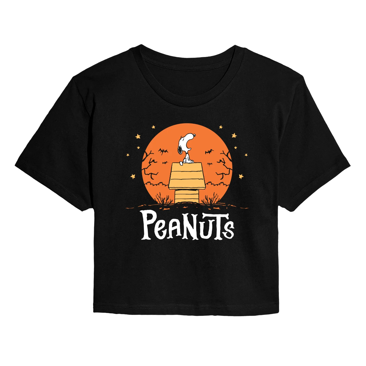 Peanuts - Snoopy Howling - Juniors Cropped Graphic T-Shirt