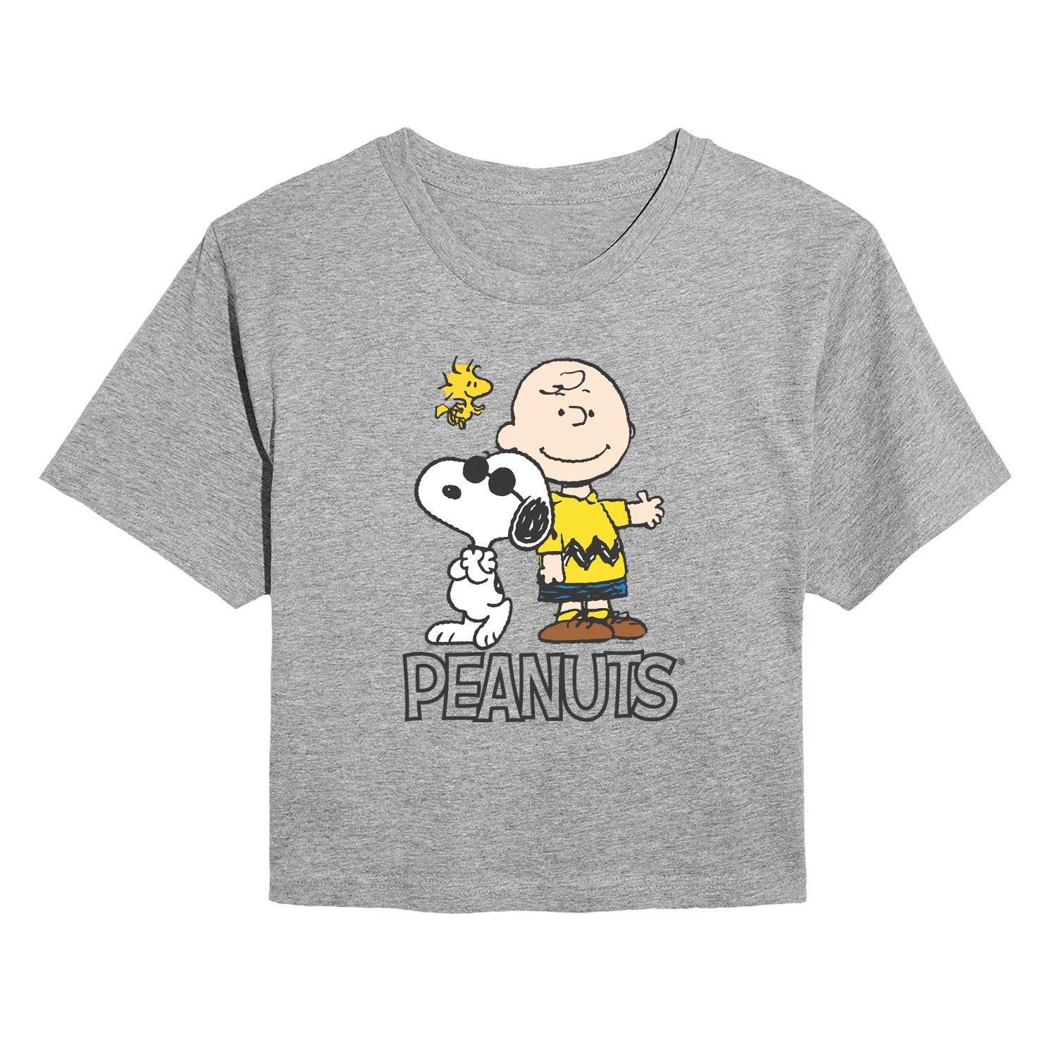 Peanuts - Charlie Brown, Snoopy & Woodstock - Juniors Cropped Graphic T-Shirt - Image 2